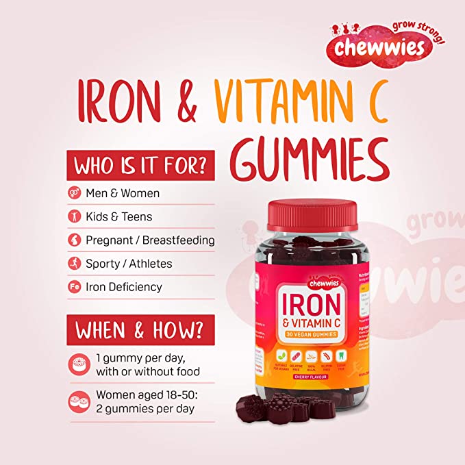 Iron & Vitamin C Gummies for Kids & Adults - Immune Support & Energy Booster - Perfect for Daily Nutrition & On-the-Go Wellness