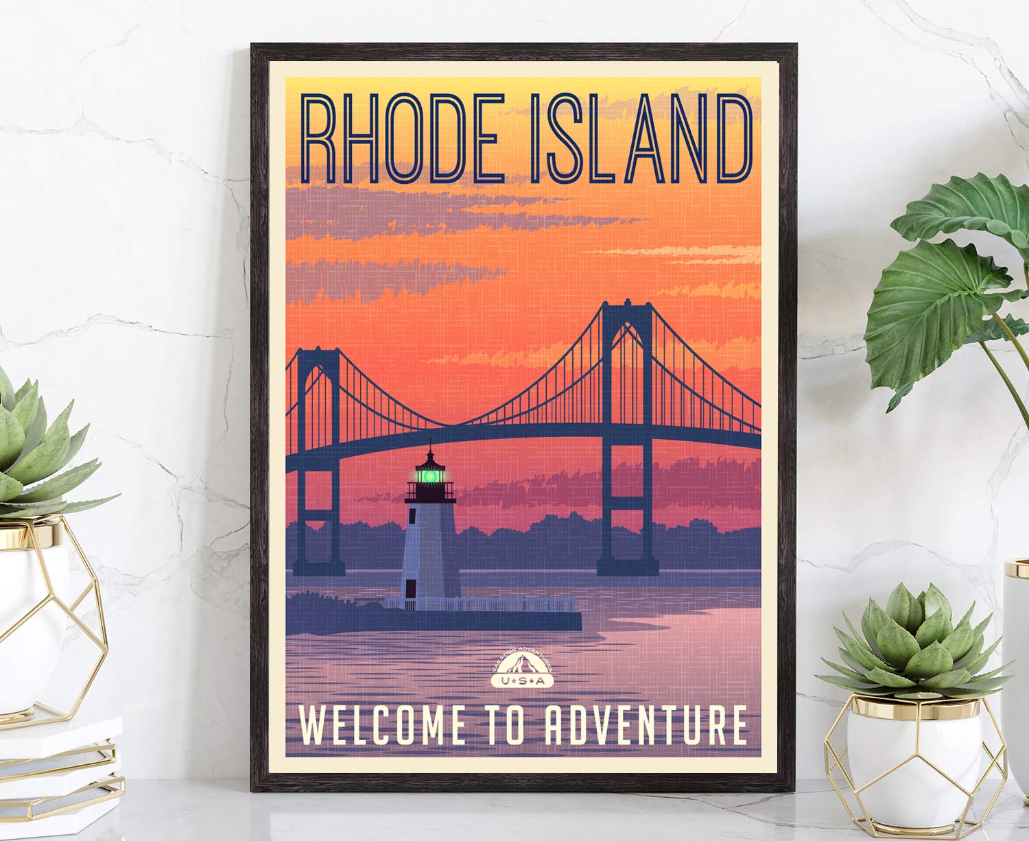 Vintage Retro Travel Poster of Rhode Island - 12x18 Inch Rustic State Map Wall Art for Home & Office Decor | Perfect for Living Room, Bedroom, or Gift