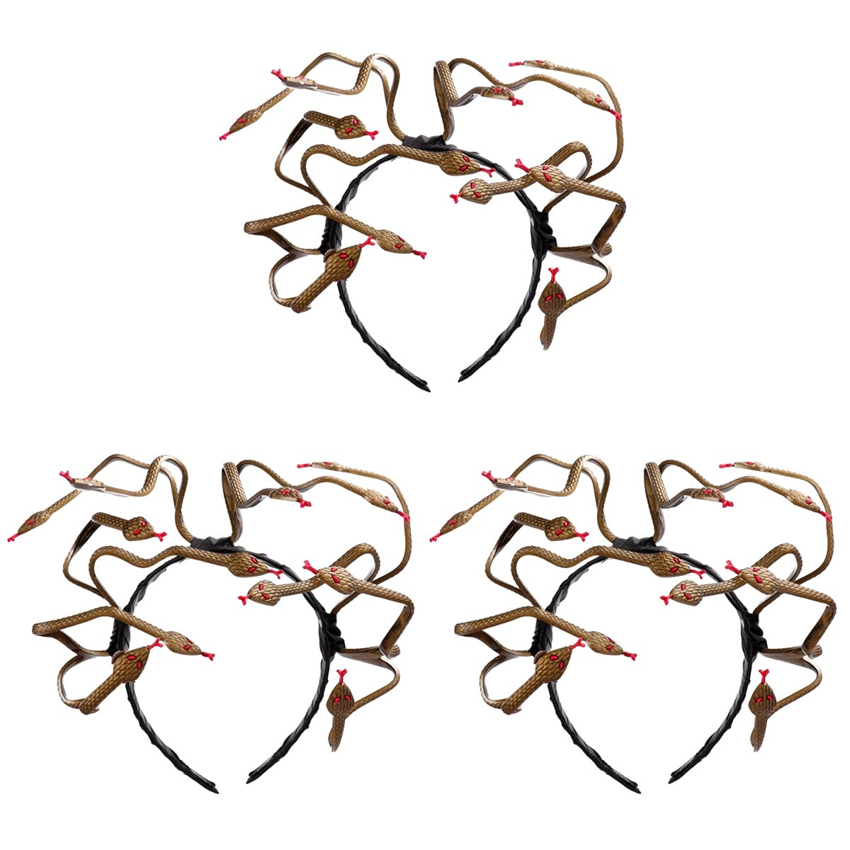 ABOOFAN 3-Piece Medusa Costume Headband Set - Greek Mythology Snake Headdress for Halloween, Mardi Gras, Cosplay & Costume Parties - Perfect for Women's Dress Up, Carnival Masquerade & Themed Events