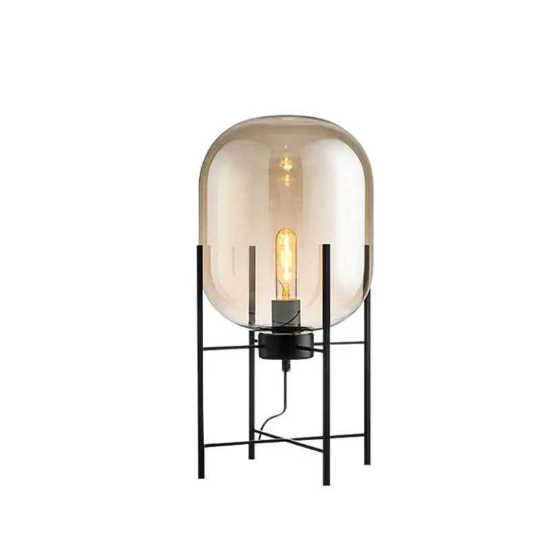 Glowlia Modern Glass Shade Floor Lamp - Elegant Living Room Lighting for Bedroom, Office & Reading Nook - Adjustable Height Standing Light with Soft Ambient Glow