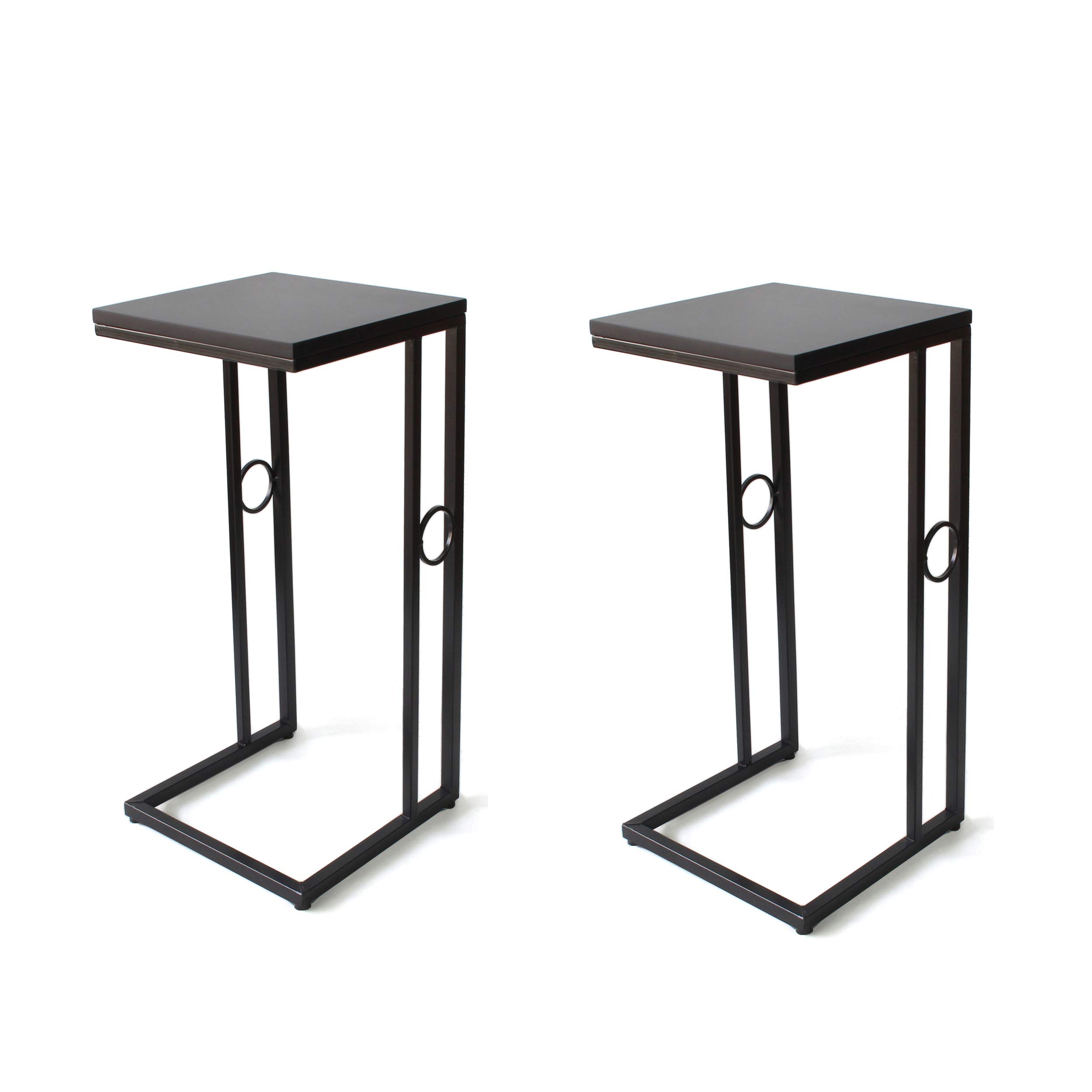 Christopher Knight Home Agnes Modern C-Shaped Side Table Set of 2 - Black End Tables for Living Room, Bedroom & Office Decor