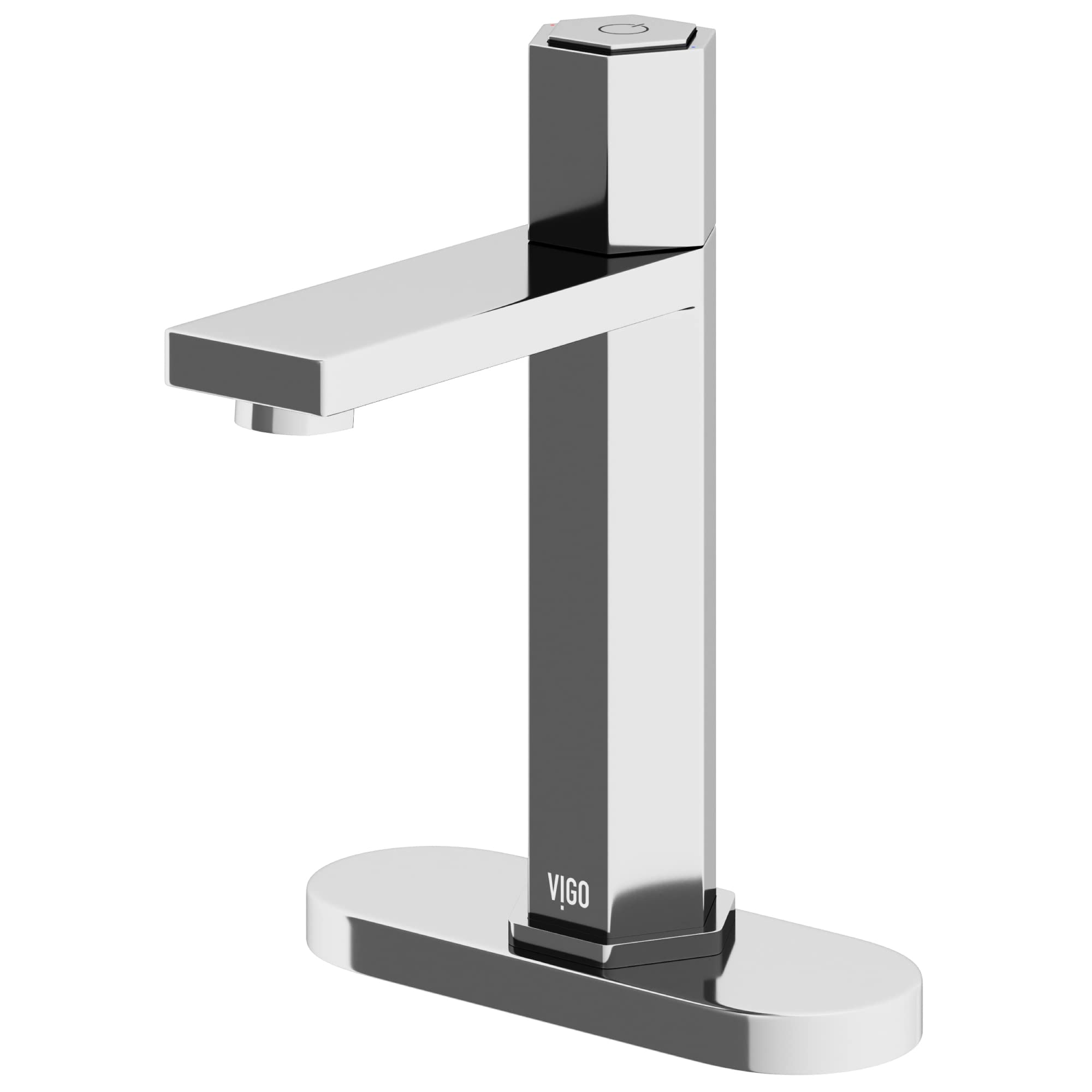 VIGO Nova 8 Inch Single Handle Bathroom Faucet in Chrome - Single Hole Sink Faucet with Deck Plate VG01053CHK1 for Modern Bathroom Vanity, Powder Room & Guest Bath Installation