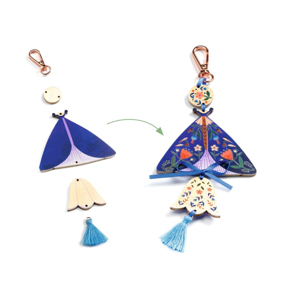 DIY Butterfly Charms Kit - Create 3 Beautiful Bag Charms | Perfect for Jewelry Making, Gift Giving & Craft Projects | Djeco Art & Craft Supplies