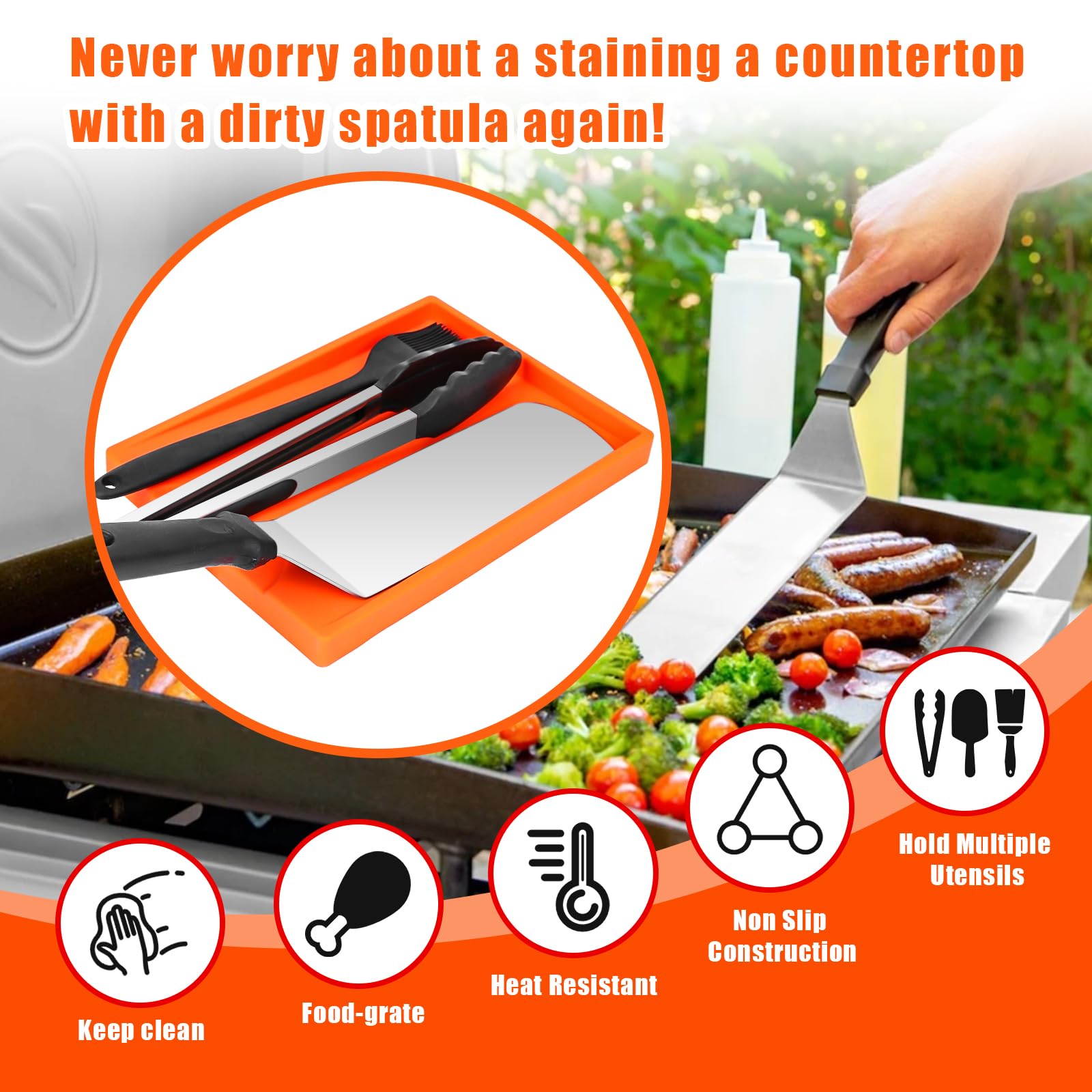 Utheer 36 Inch Heavy Duty Food Grade Silicone Griddle Mat with Spatula Mat for Blackstone Griddle - All Season Cooking Protective Grill Cover - Perfect for Outdoor BBQ, Camping & Backyard Cooking