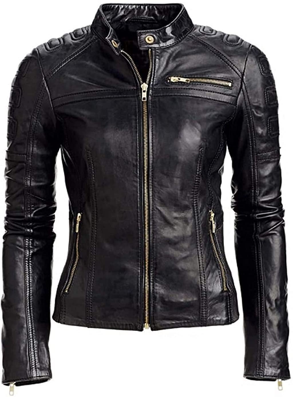 Genuine Lambskin Leather Jacket for Women - Classic Black Biker Jacket | Stylish & Durable Women's Leather Jacket for Riding, Motorcycle & Everyday Wear