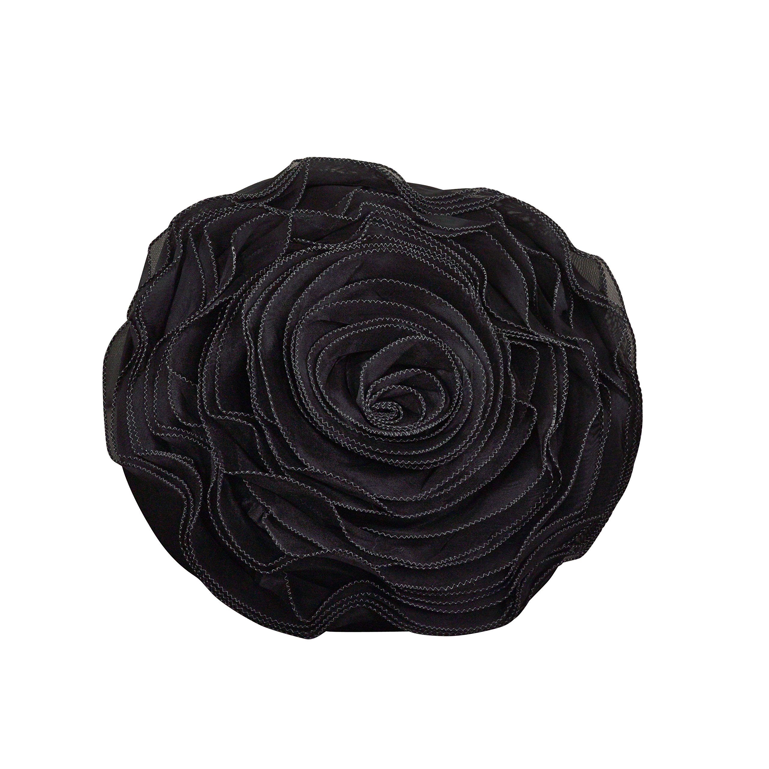 SARO LIFESTYLE Black Rose Design Decorative Throw Pillow 16 Inch - Soft Couch Pillow for Living Room, Bedroom & Home Decor