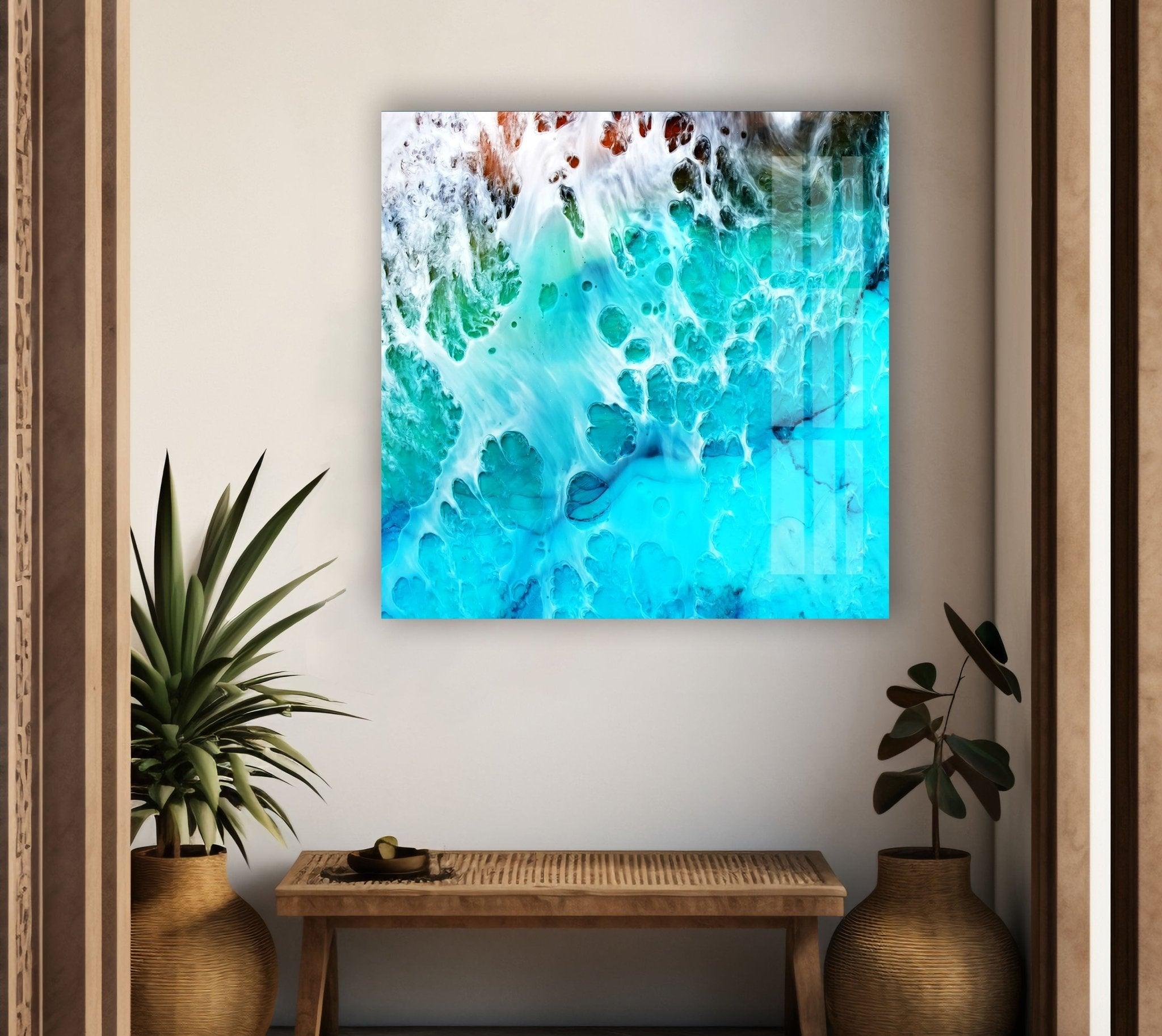 Stunning Ocean Aerial View Glass Wall Art - Modern Coastal Home Decor for Living Room, Bedroom & Office