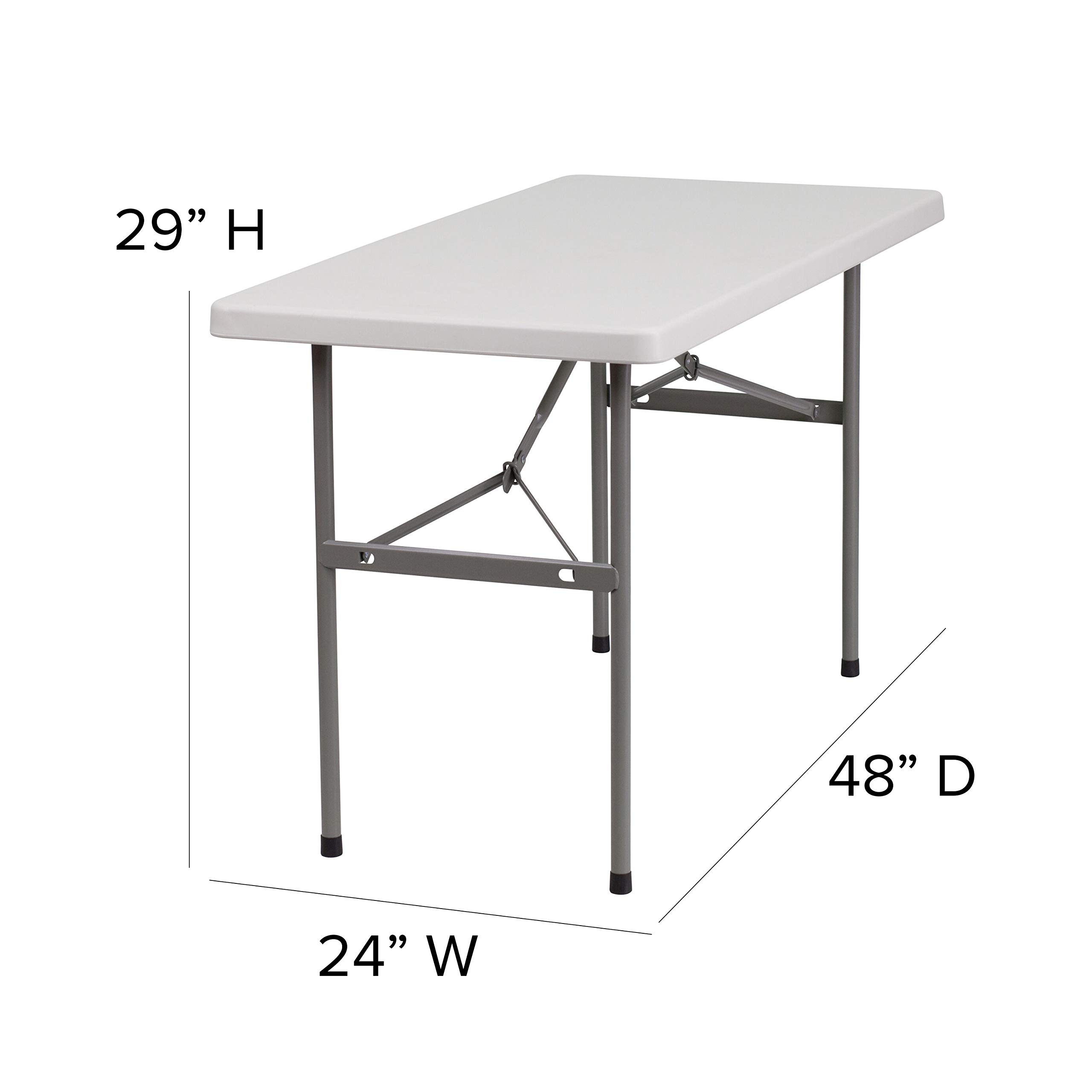 4-Foot Granite White Plastic Folding Table - Heavy Duty Banquet & Event Table for Indoor/Outdoor Use - Perfect for Parties, Picnics, Catering & Camping