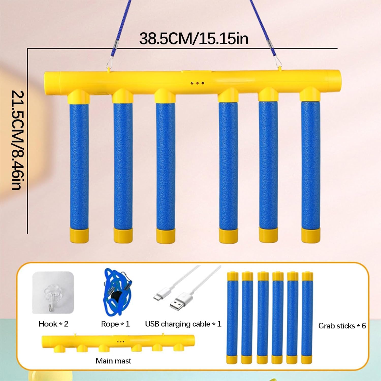 Reflex Challenge Game - Hand Eye Coordination & Reaction Training Toy - Adjustable Speed Catching Sticks Game for Kids & Adults - Fun Family Party Game for Indoor Outdoor Play (Blue)