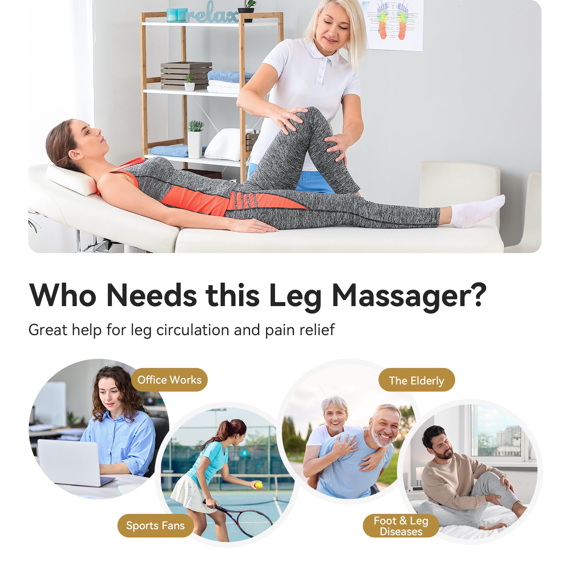 FIT KING Full Leg Massager with Heat - Air Compression Massage for Foot, Calf & Thigh Pain Relief - Muscle Relaxation & Recovery for Swelling, Edema, RLS - FSA/HSA Eligible - Perfect for Home Use, Post-Workout Recovery & Circulation Improvement