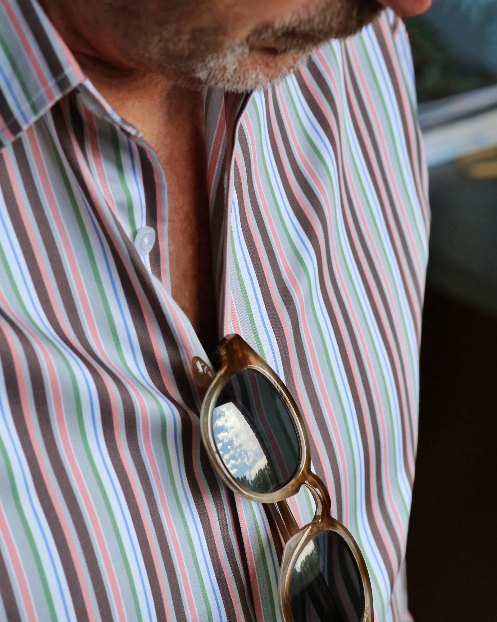 DÉCLIC Caramella Stripe Shirt for Women - Brown & White Casual Button Down Shirt - Perfect for Office, Date Night & Spring Outfits