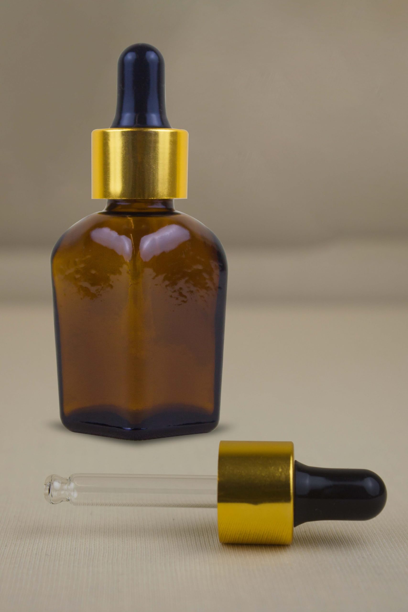 Premium 20ml Amber Square Glass Boston Bottles with Black Glass Dropper - Essential Oil Bottles, Serum Containers & Travel-Friendly Refillable Bottles for Aromatherapy, Skincare & DIY Beauty Products (Pack of 5)