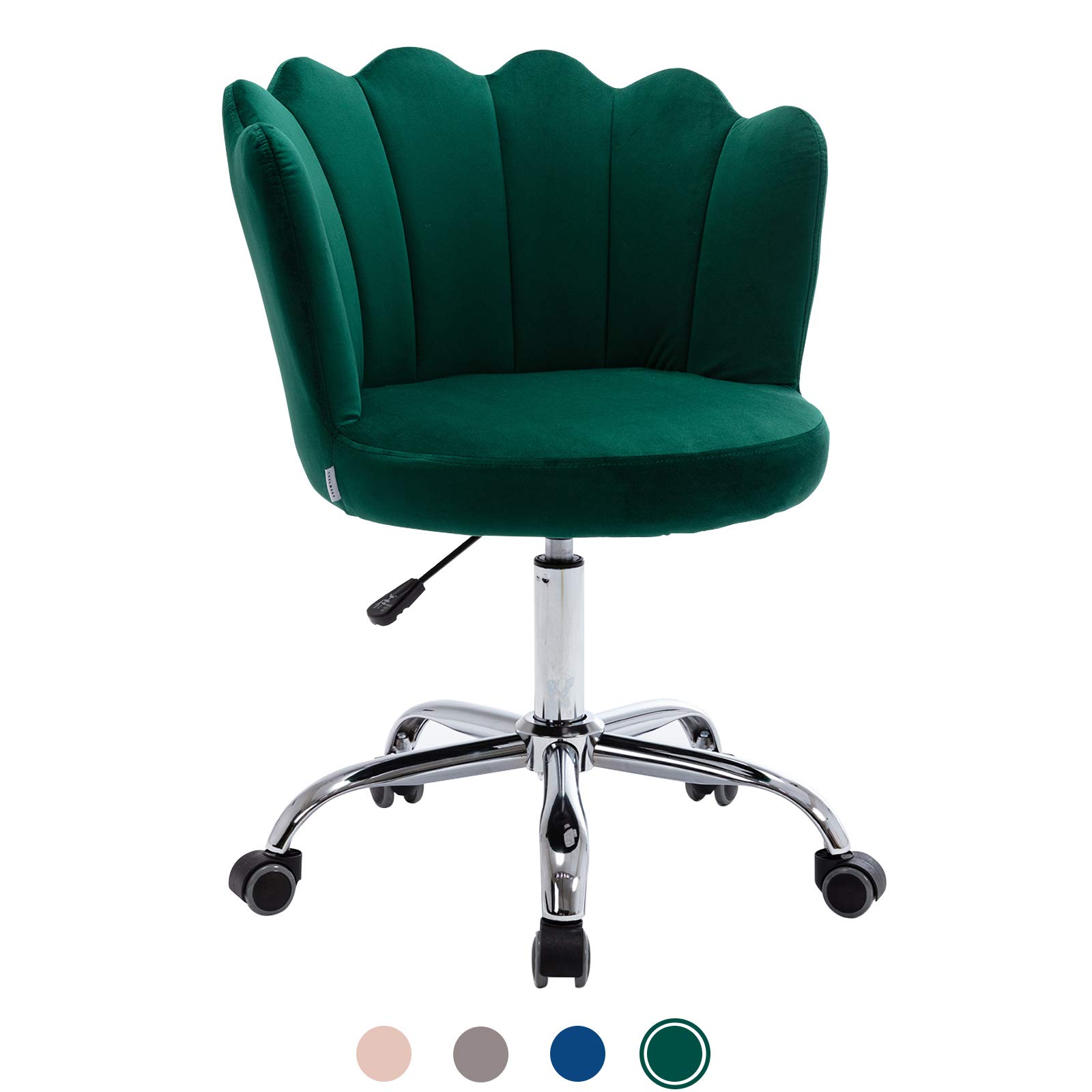Premium Velvet Home Office Chair - Adjustable Height Swivel Desk Chair with Mid-Back Ergonomic Support, Modern Tufted Executive Accent Chair for Workstation (Green) - Perfect for Home Office, Study Room & Workspace Comfort
