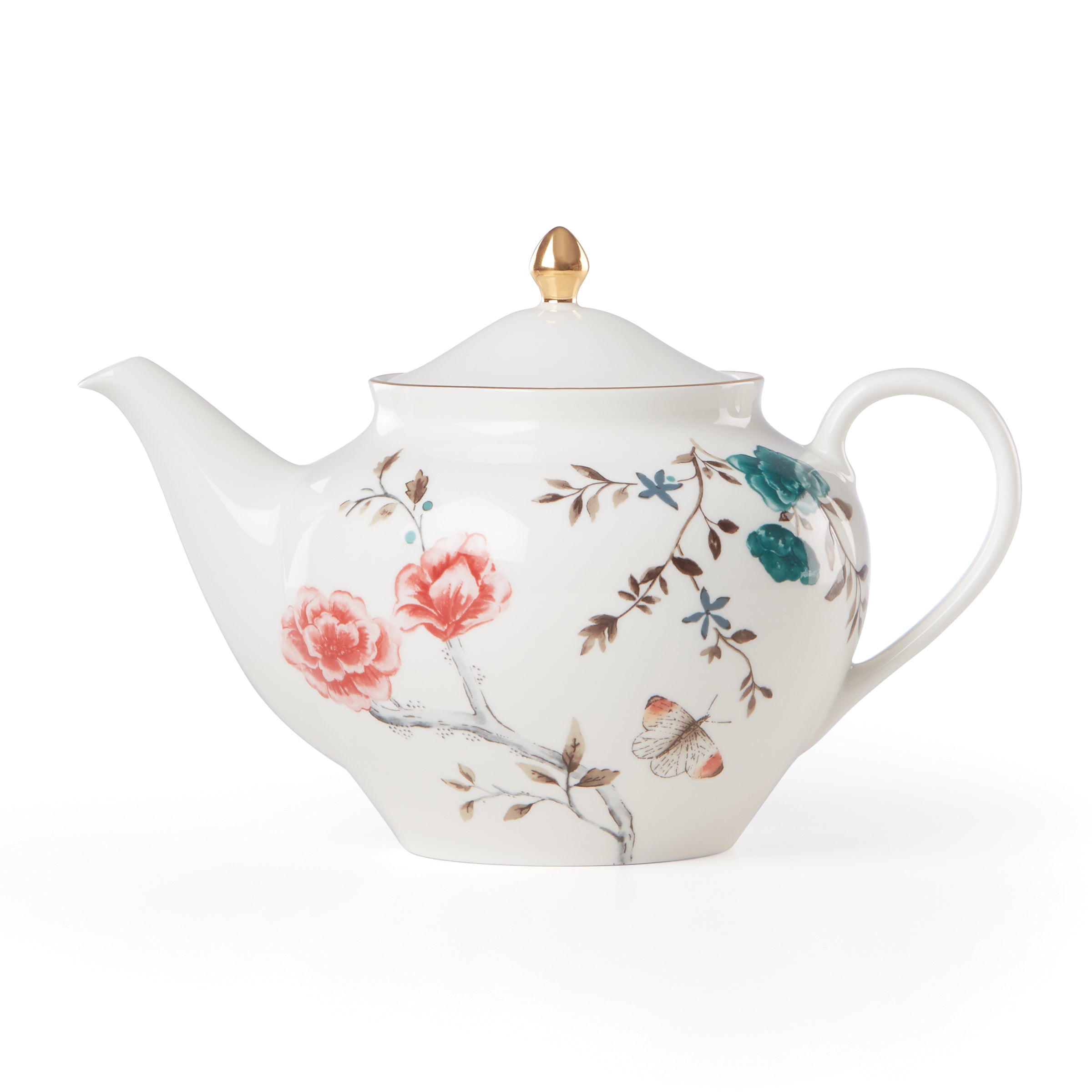 Sprig & Vine White Ceramic Teapot - Elegant and Durable for Tea Lovers - Perfect for Home, Office, and Gift Giving
