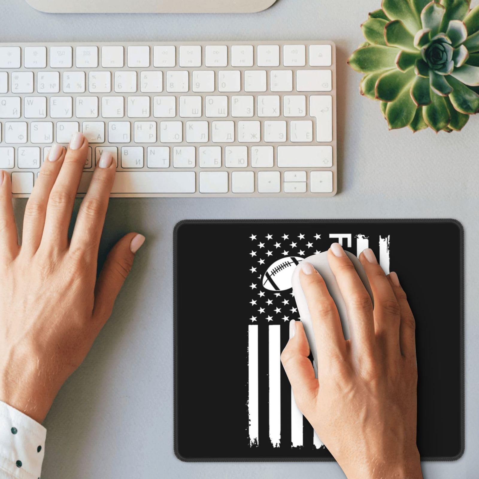 SIYTUAU Football Dad USA Flag Mouse Pad - Waterproof Non-Slip Rubber Desk Mat for Laptop & Office (10x12 inches) - Perfect for Gaming, Work & Patriotic Home Decor
