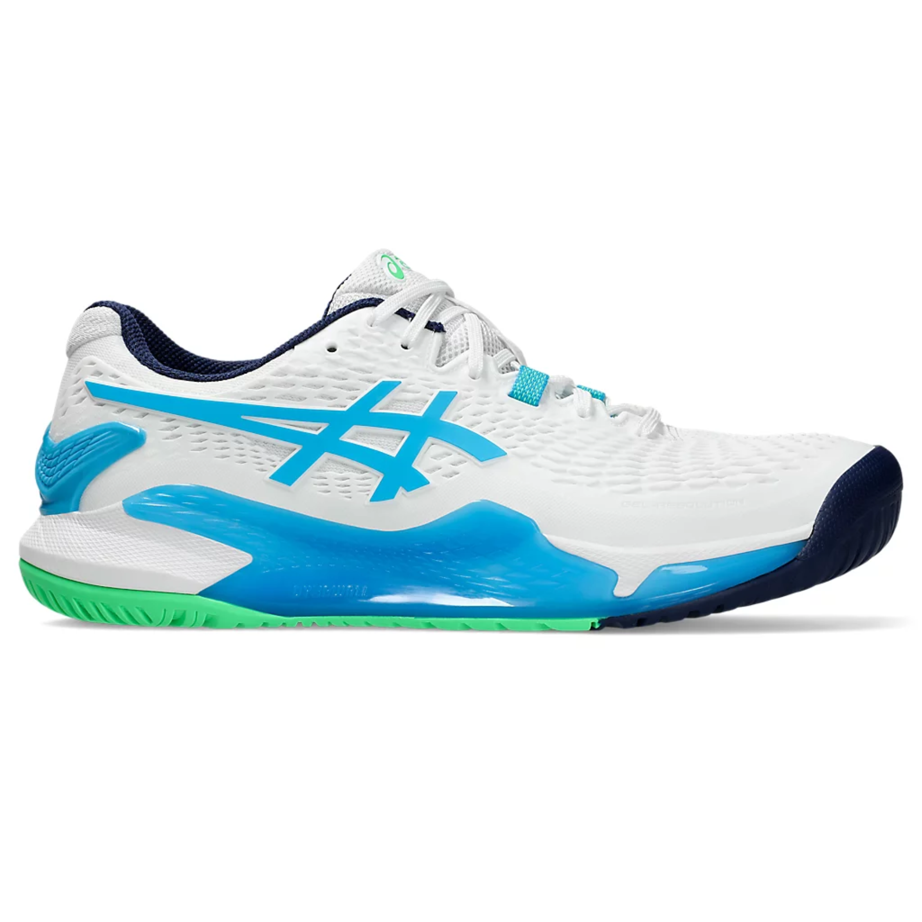 ASICS Gel Resolution 9 Men's Tennis Shoes - White/Digital Aqua | High-Performance Court Shoes for Competitive Play & Training
