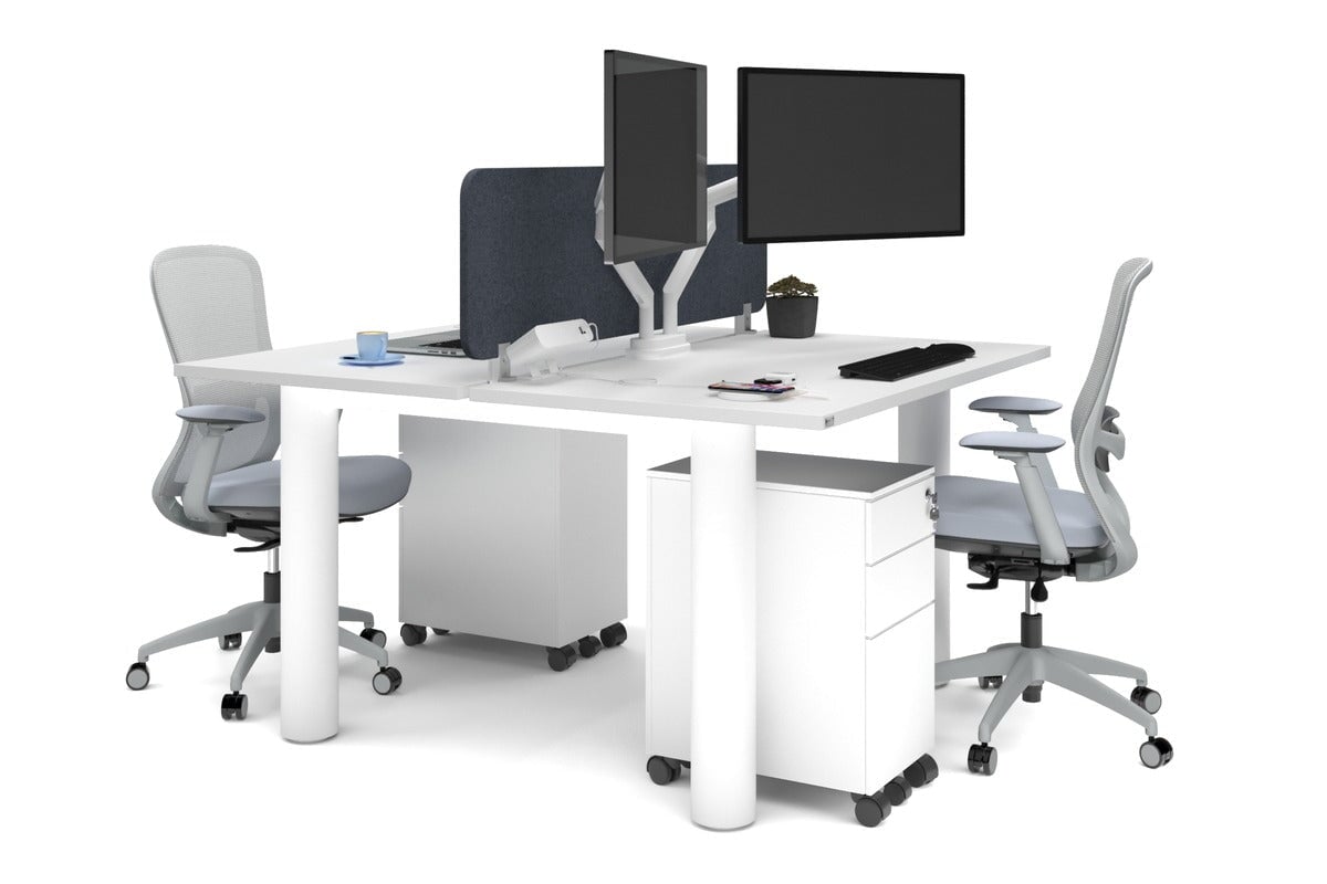 Quadro Cylinder Leg 2 Person Office Workstation Desk - 1200L x 700W Modern Office Furniture for Collaborative Workspaces & Home Offices