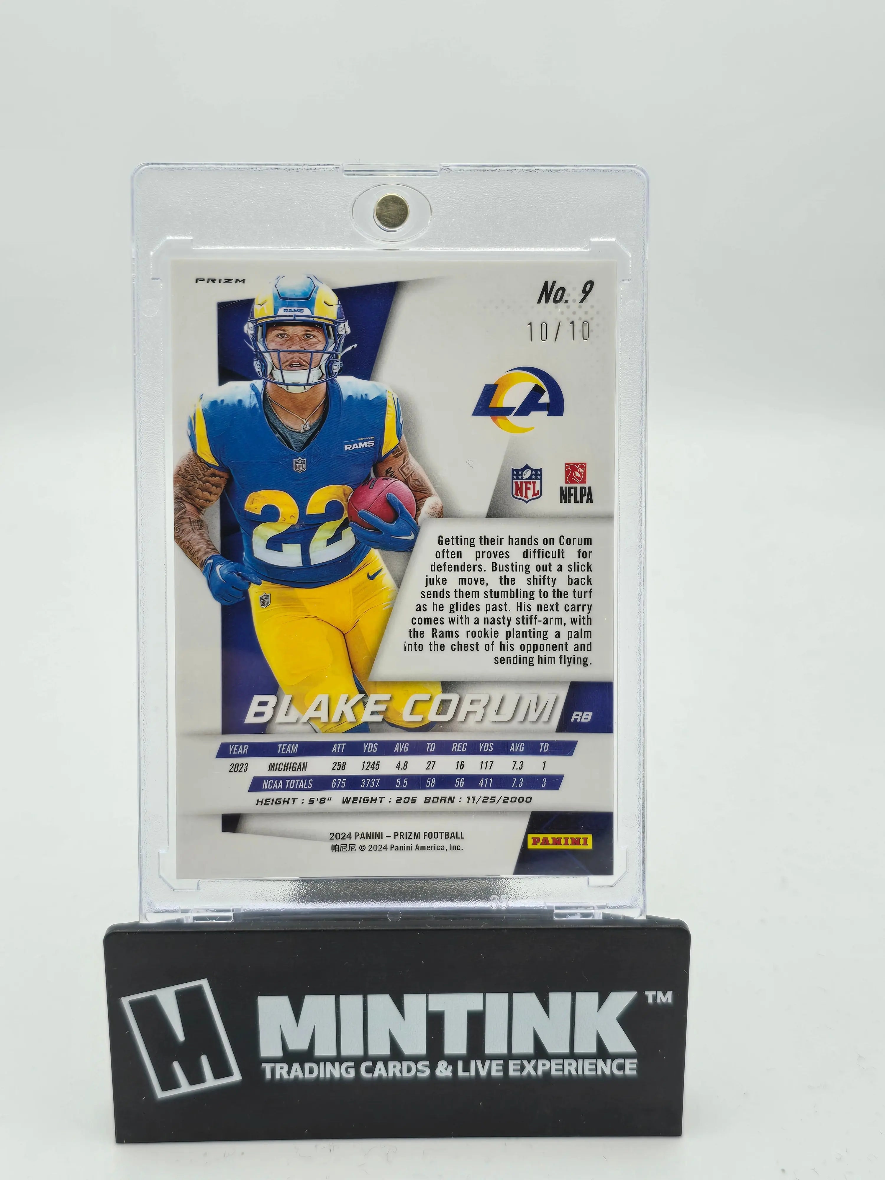 2024 Panini Prizm Football Blake Corum Rookie Gold Prizm #10/10 - Rare Collectible Trading Card for NFL Fans & Sports Memorabilia Collectors