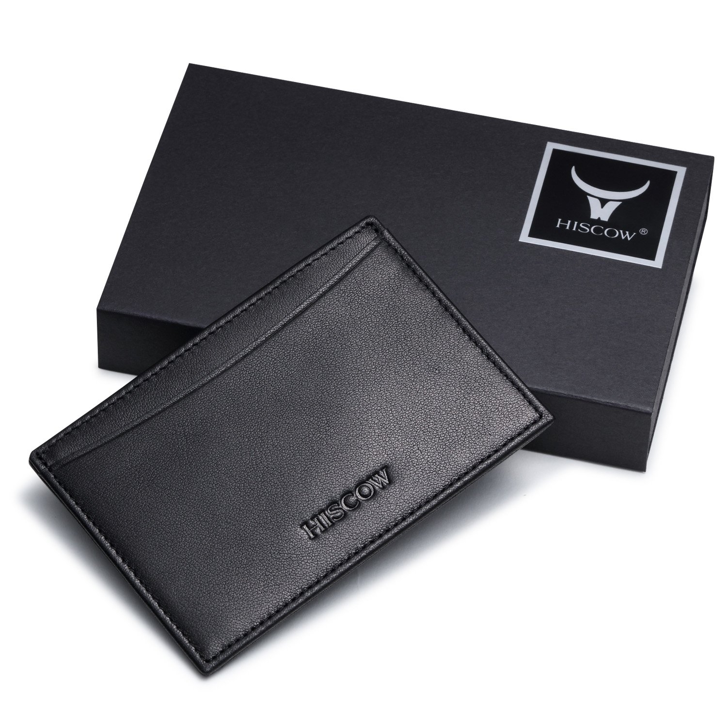 Slim Leather Card Holder for Men & Women - RFID Blocking Thin ID Credit Card Wallet (Black) | Perfect for Travel, Business & Everyday Use