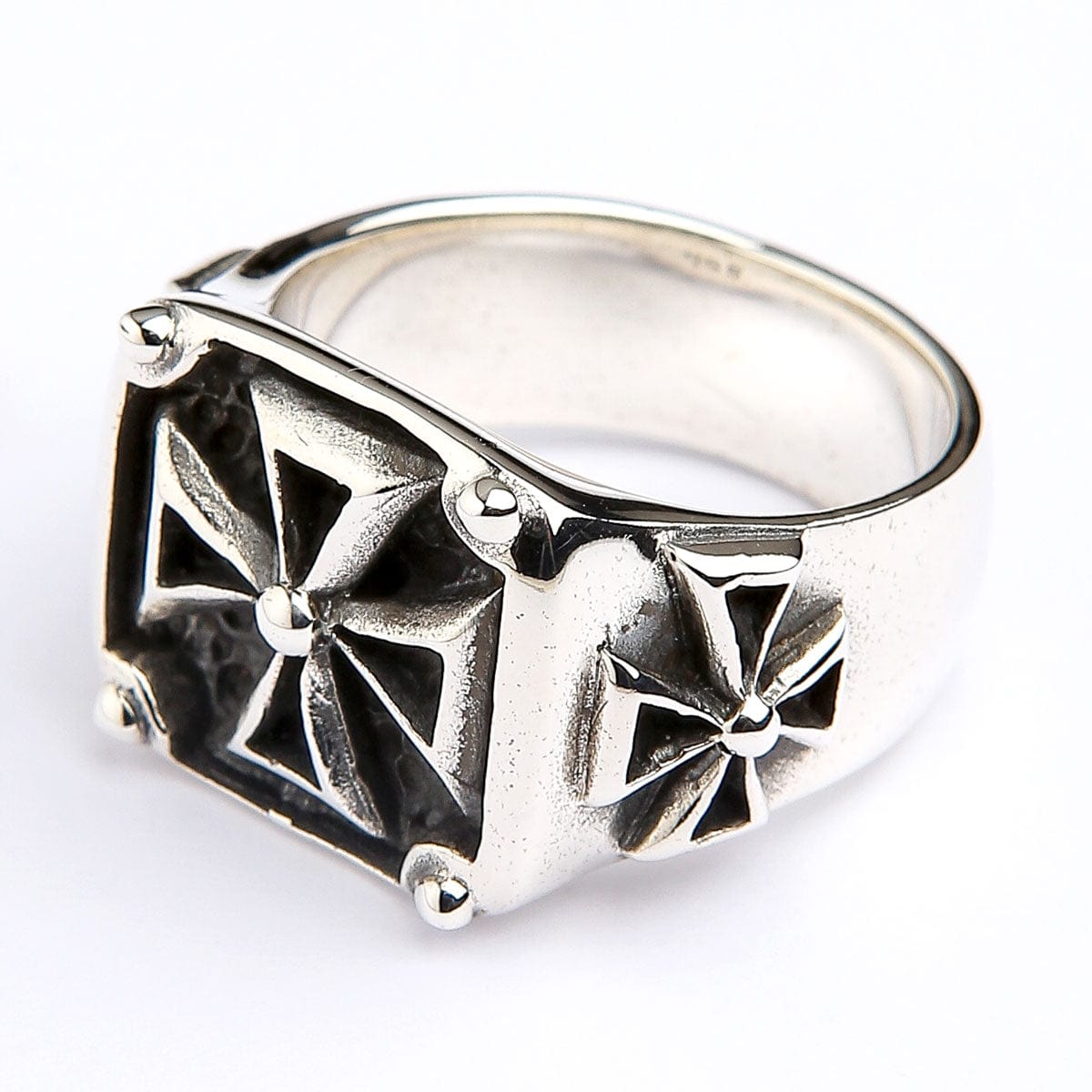 Maltese Cross Sterling Silver Biker Ring for Men - Gothic Punk Jewelry - Handmade Stainless Steel Band - Perfect for Motorcycle Riders, Biker Gangs & Rock Music Fans