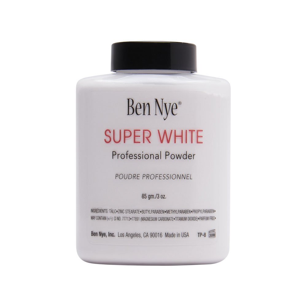 Ben Nye Super White Translucent Face Powder - 3 Oz Shaker Jar for Professional Makeup & Stage Performance | Matte Finish, Oil Control & HD Photography
