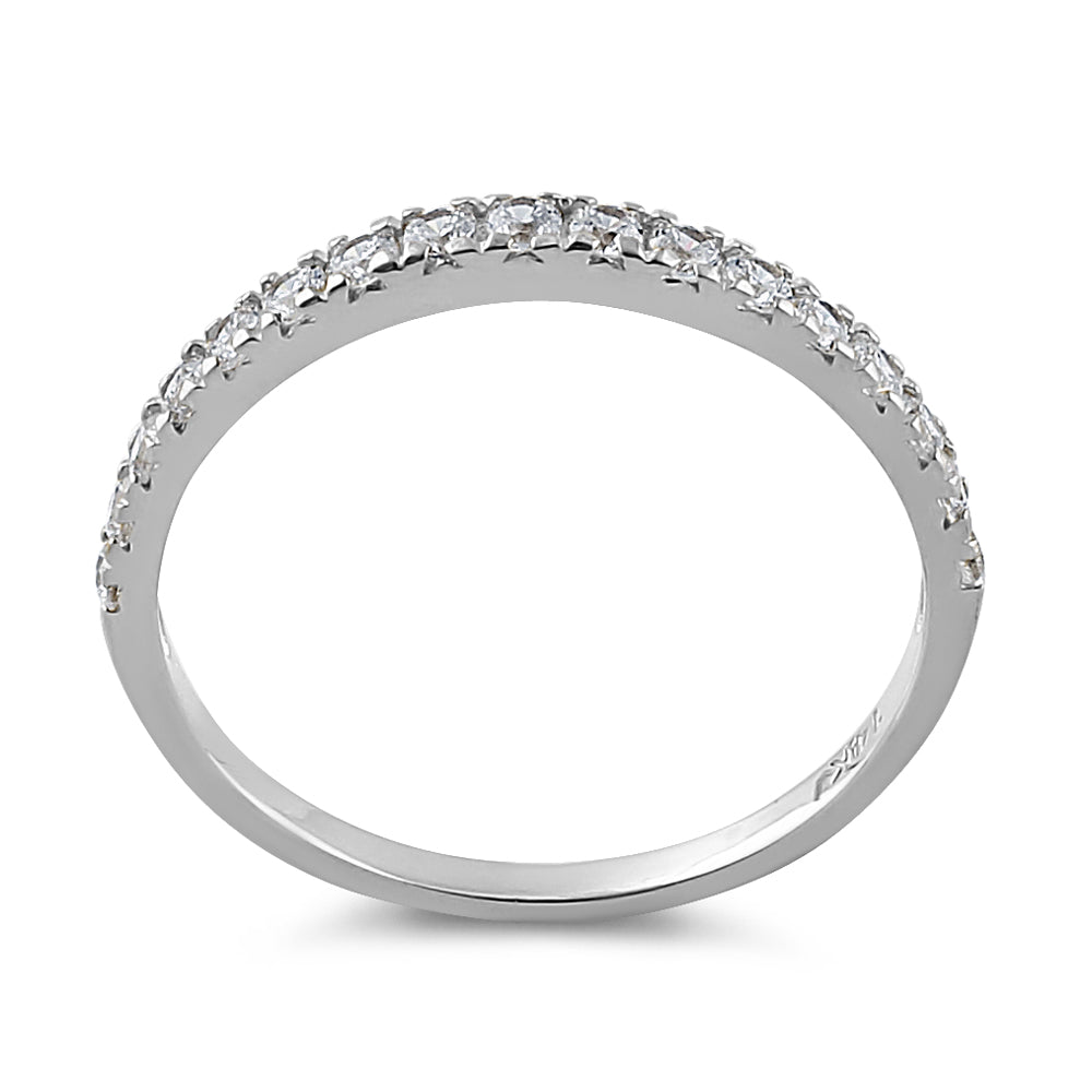 14K White Gold Half Eternity Ring with Clear Cubic Zirconia Stones - Elegant Wedding Band, Anniversary Gift for Her, Perfect for Bridal Jewelry & Special Occasions