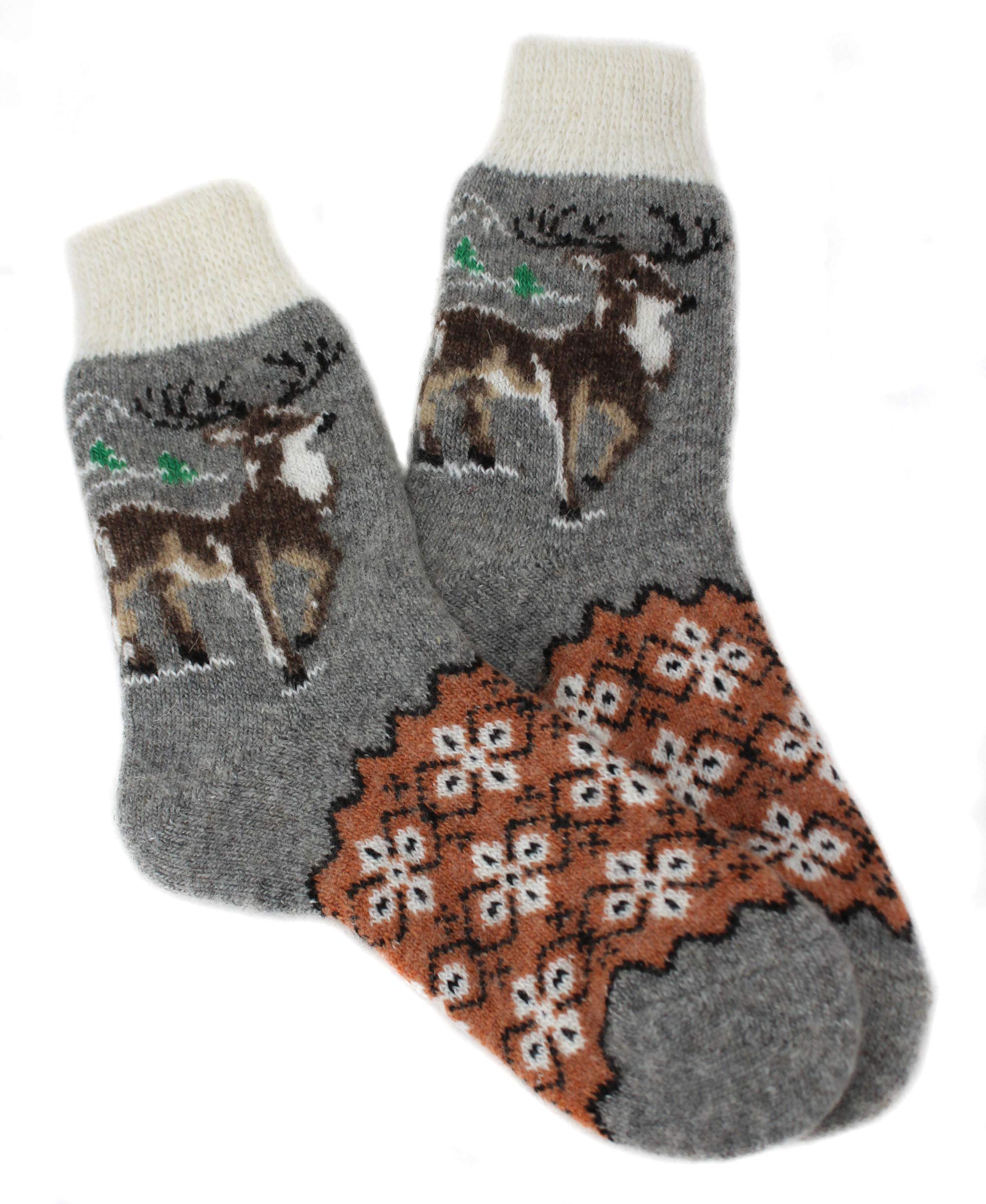 Women's Thick Warm Wool Socks with Deer Pattern - Cozy Knitted Winter Slipper Socks for Women (Medium) - Perfect for Cold Weather, Indoor Comfort & Outdoor Activities