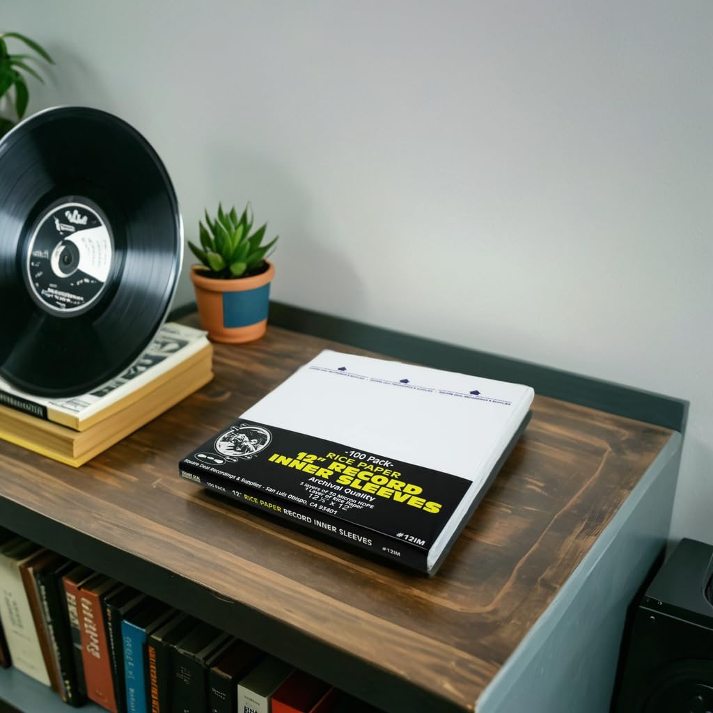 12 Inch Record Inner Sleeves - 3-Layer Archival Quality Anti-Static HDPE with Rice Paper Insert for Vinyl Protection (Pack of 300) | Perfect for LP Storage, Record Collecting & Audio Preservation