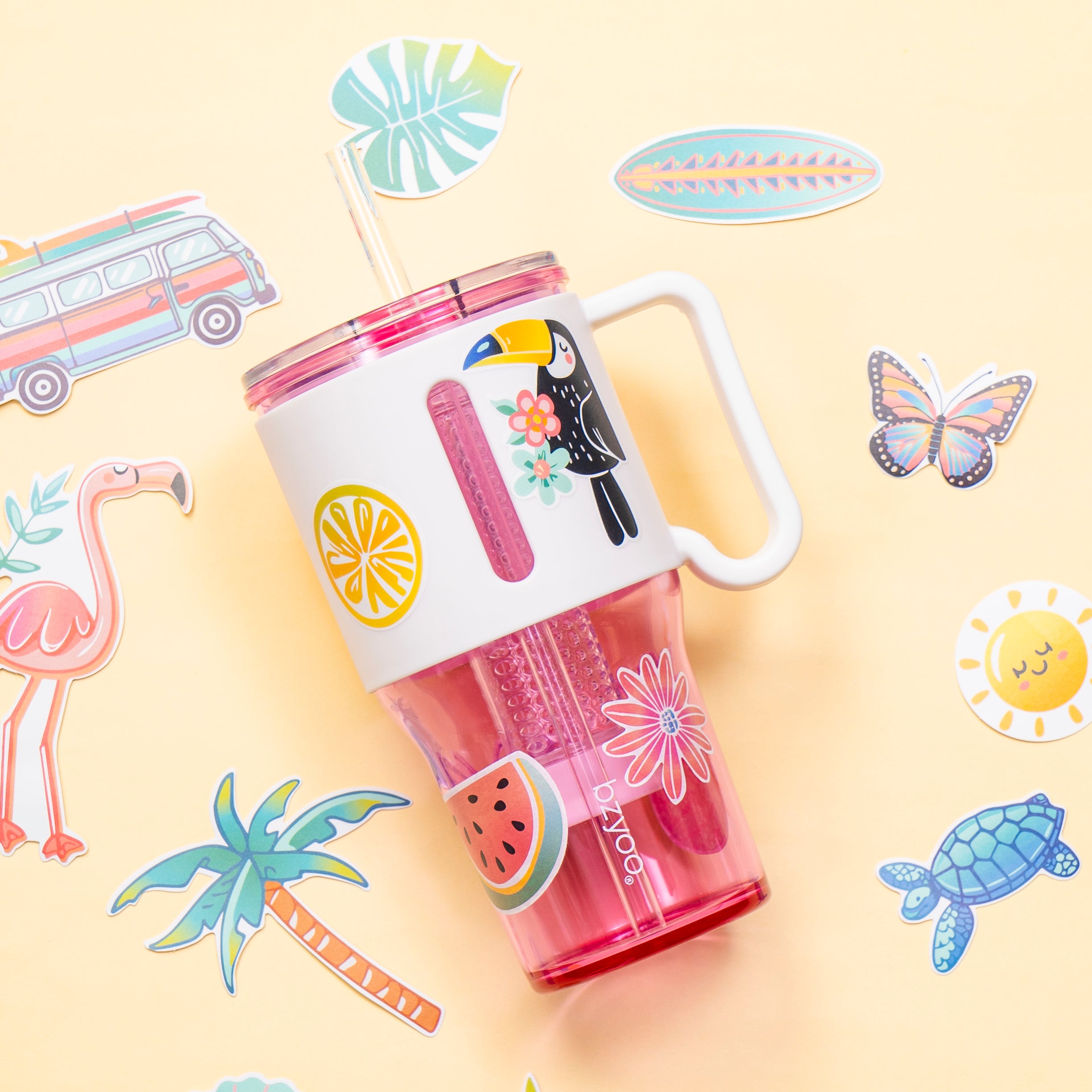 35oz Clear Straw SipN'Infuse Tumbler with Lid - Pink Insulated Water Bottle for Gym, Hiking & Everyday Hydration
