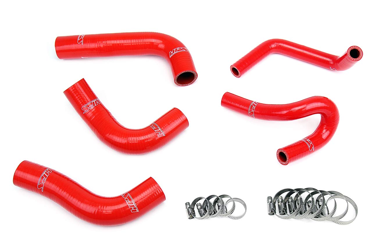 HPS 57-1412-RED Red Silicone Radiator Coolant Hose Kit - High Temperature Heater Hose Replacement for Car, Truck & SUV - Perfect for Engine Cooling System Maintenance & Performance Upgrades