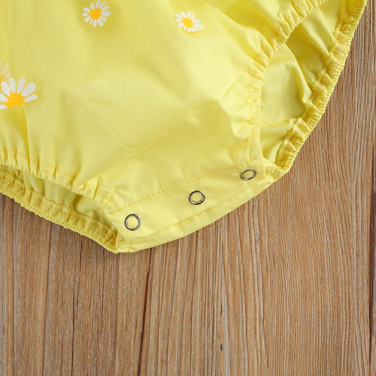 Adorable Baby Girl Ruffle Sleeve Daisy Romper Dress with Matching Headband - Summer Sunsuit Outfit for Newborns & Toddlers - Perfect for Photoshoots, Beach Trips & Birthday Parties