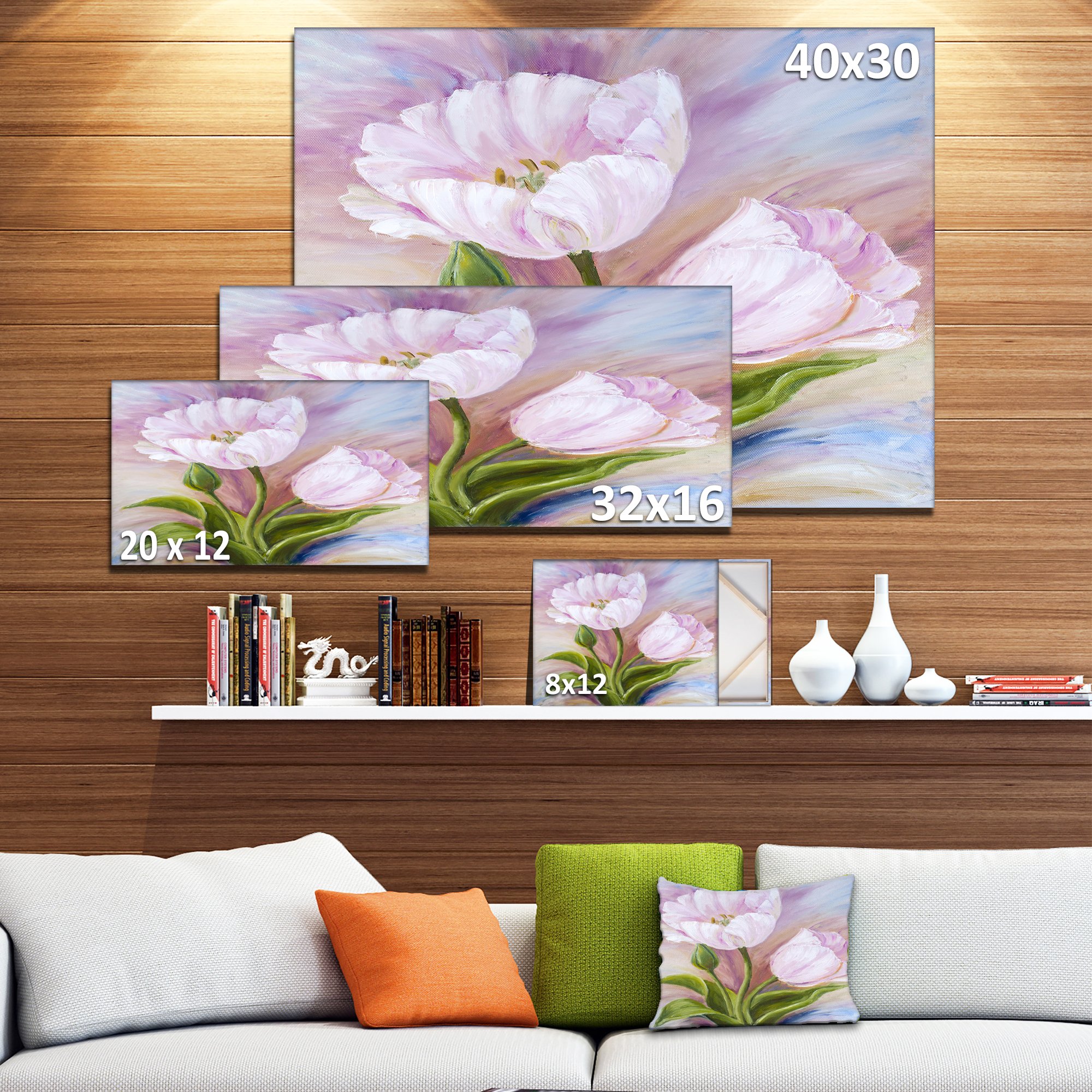 White Tulips Floral Art Canvas Print - Elegant Wall Decor for Living Room, Bedroom & Office - Perfect Home & Gift Idea