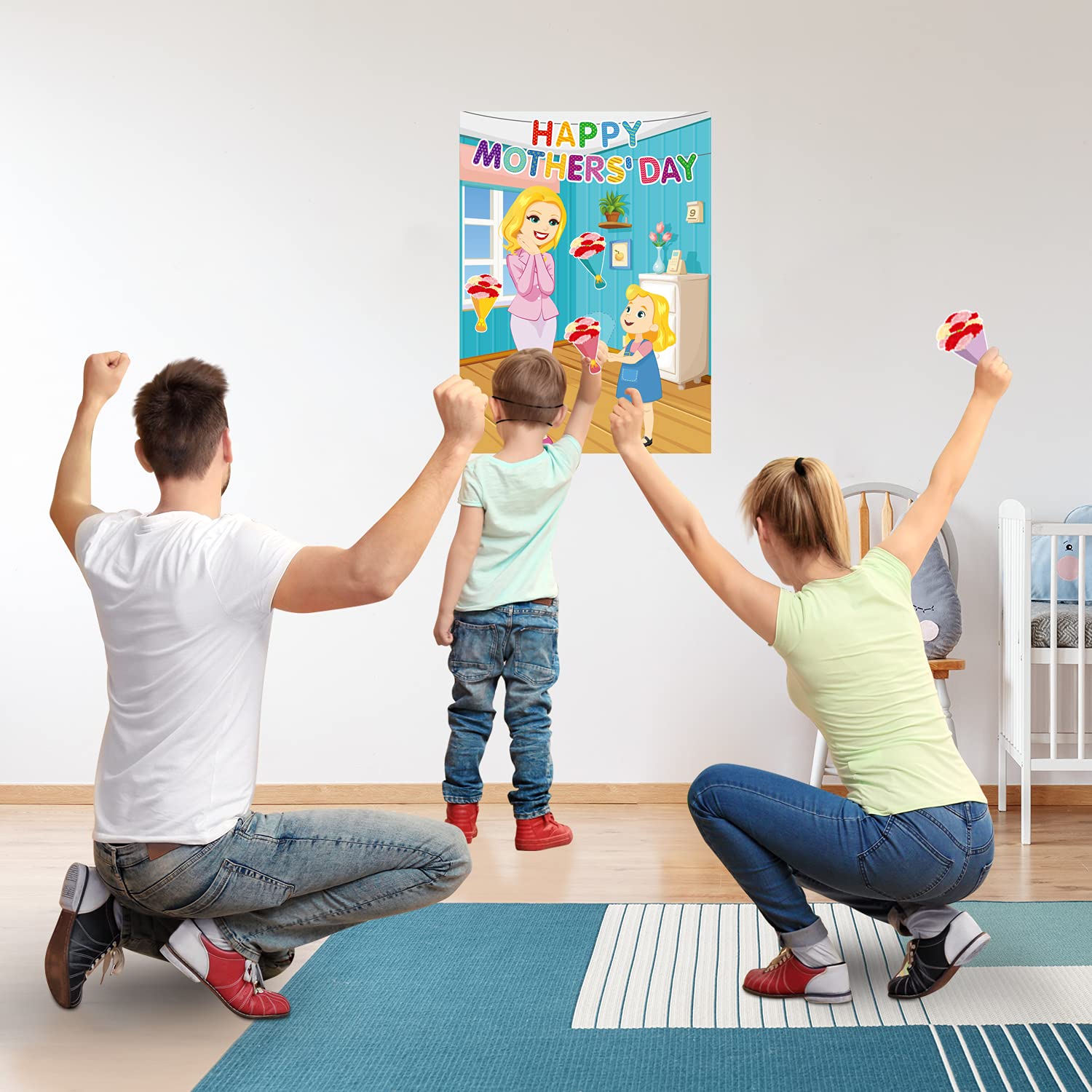 Fun Mother's Day Party Game - Pin The Carnation Flowers on The Girl's Hand | DIY Mother's Day Party Decorations & Activities | Perfect for Family Gatherings & Kids Birthday Celebrations