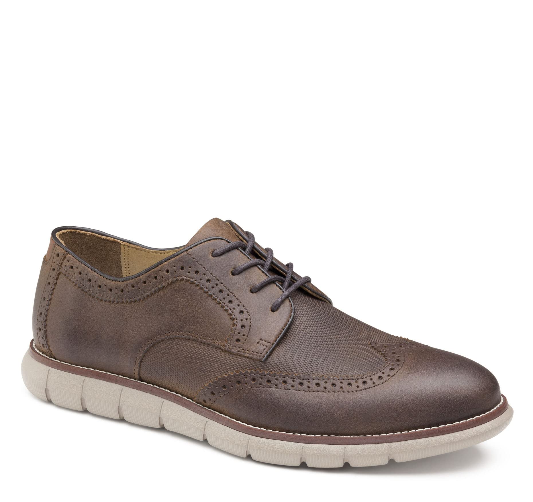 Johnston & Murphy Men's Holden Wingtip Dress Shoes - Genuine Leather Full Grain Oxfords with Lightweight Athletic Construction | Classic Business & Formal Wear for Office, Weddings & Special Occasions