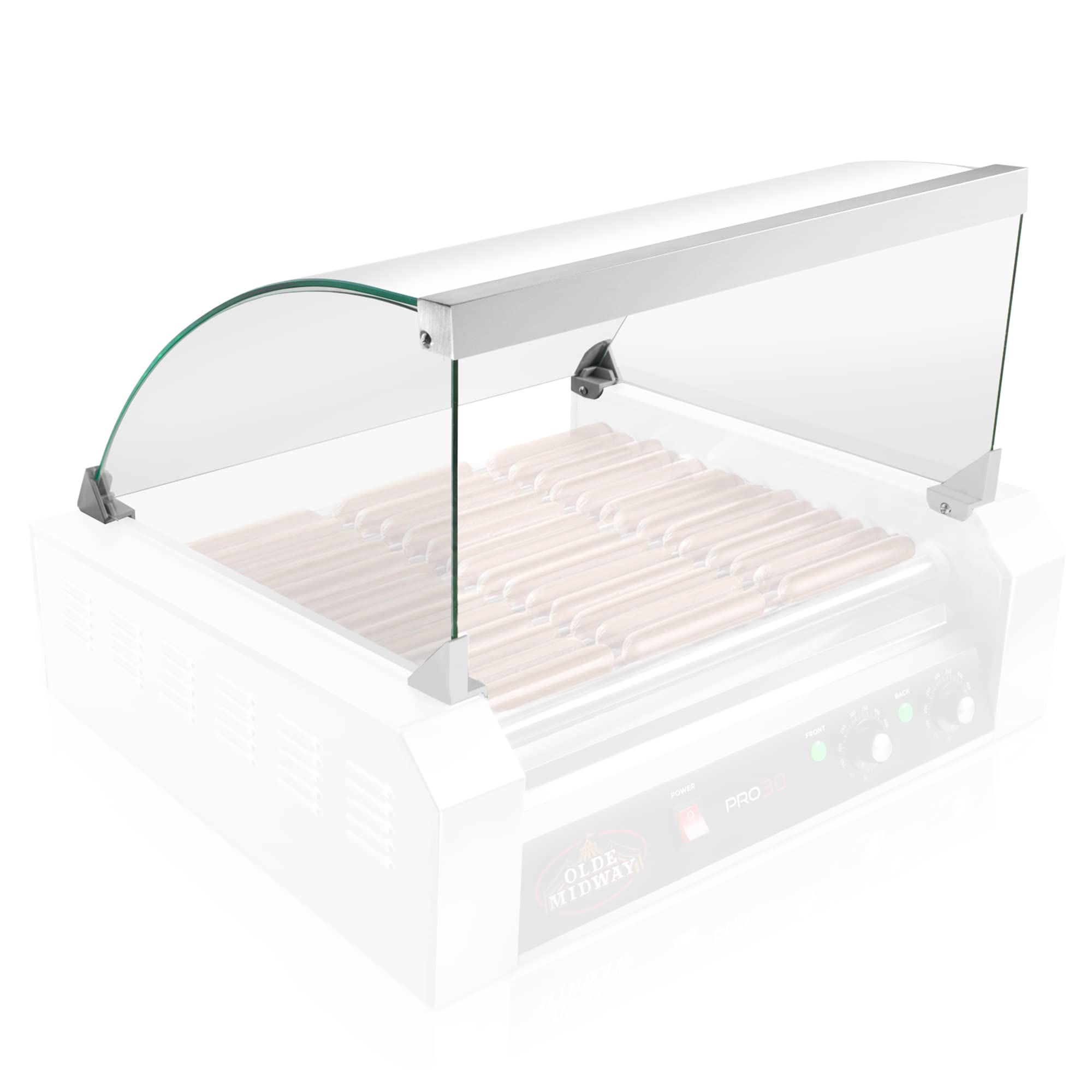 Olde Midway Glass Cover Replacement for Hot Dog 11 Roller Grill Cooker Machine - Upgrade Part for Commercial Hot Dog Stands & Food Trucks