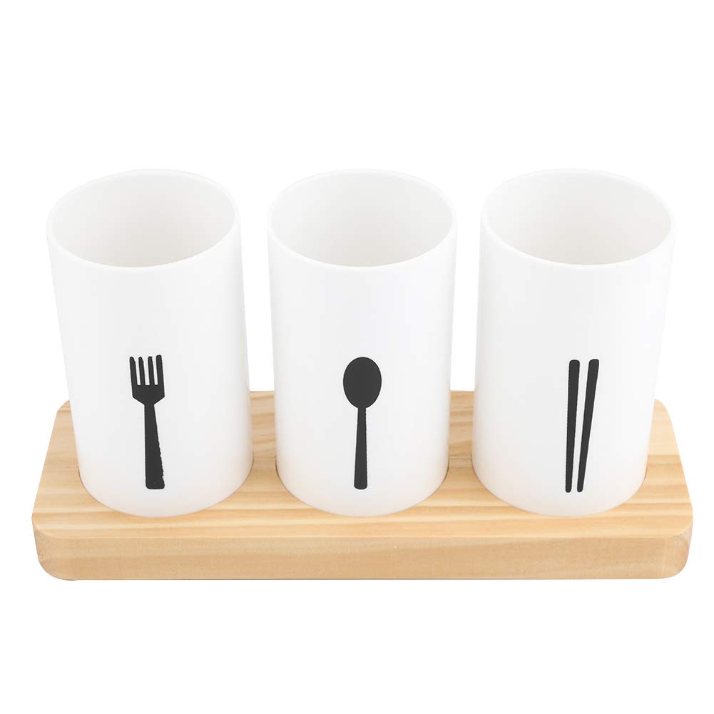 Premium Oak Wood Chopsticks Holder with Bamboo Base - Kitchen Cutlery Storage Box, Drain Rack & Knife Organizer - Perfect for Asian Dining, Sushi Nights & Organized Kitchen Countertops