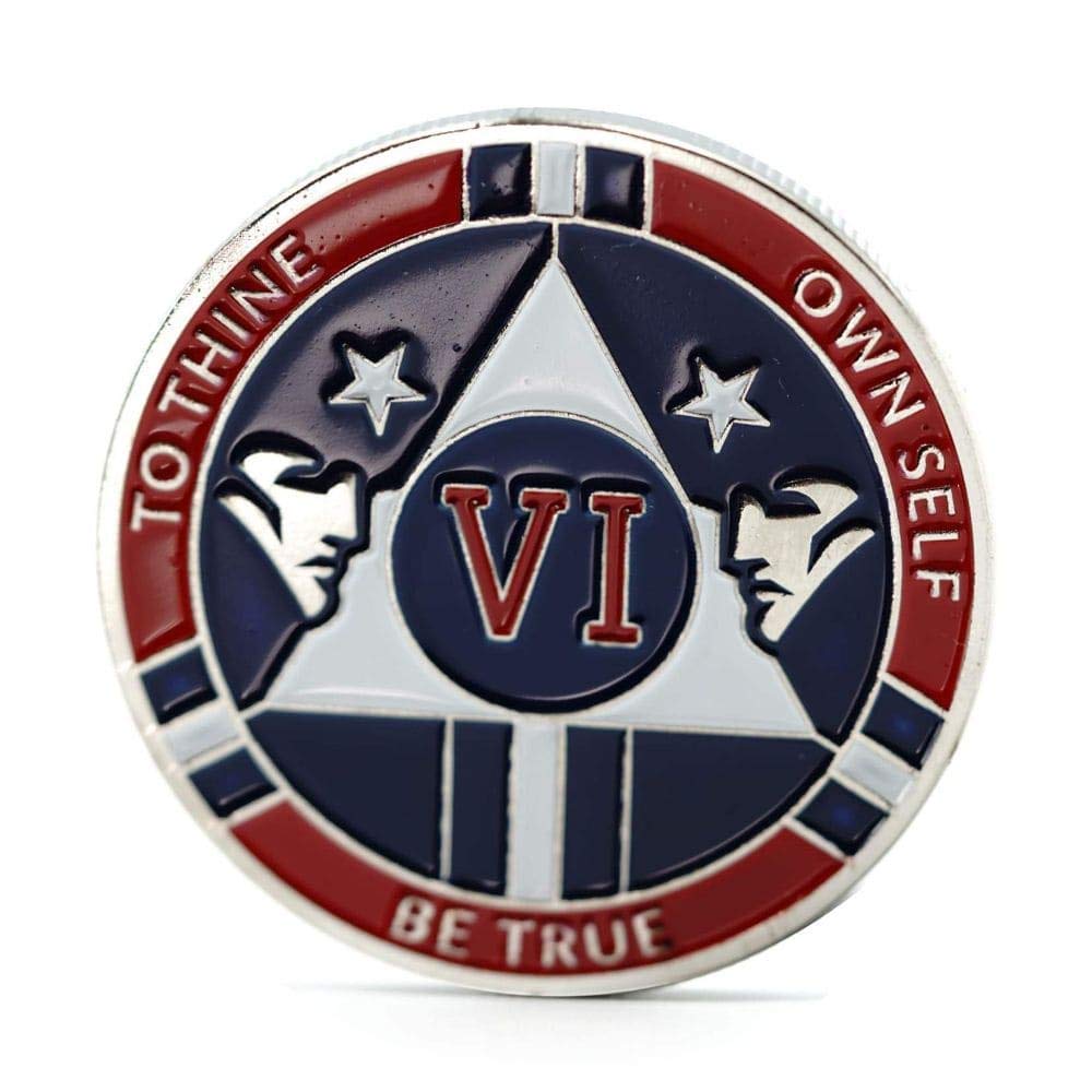 Red and Blue Double Patriot Yearly AA Medallion with Coin Capsule - Alcoholics Anonymous 1-50 Year Sobriety Chip | MyRecoveryStore | Perfect for AA Meetings, Recovery Milestones & Sobriety Gifts
