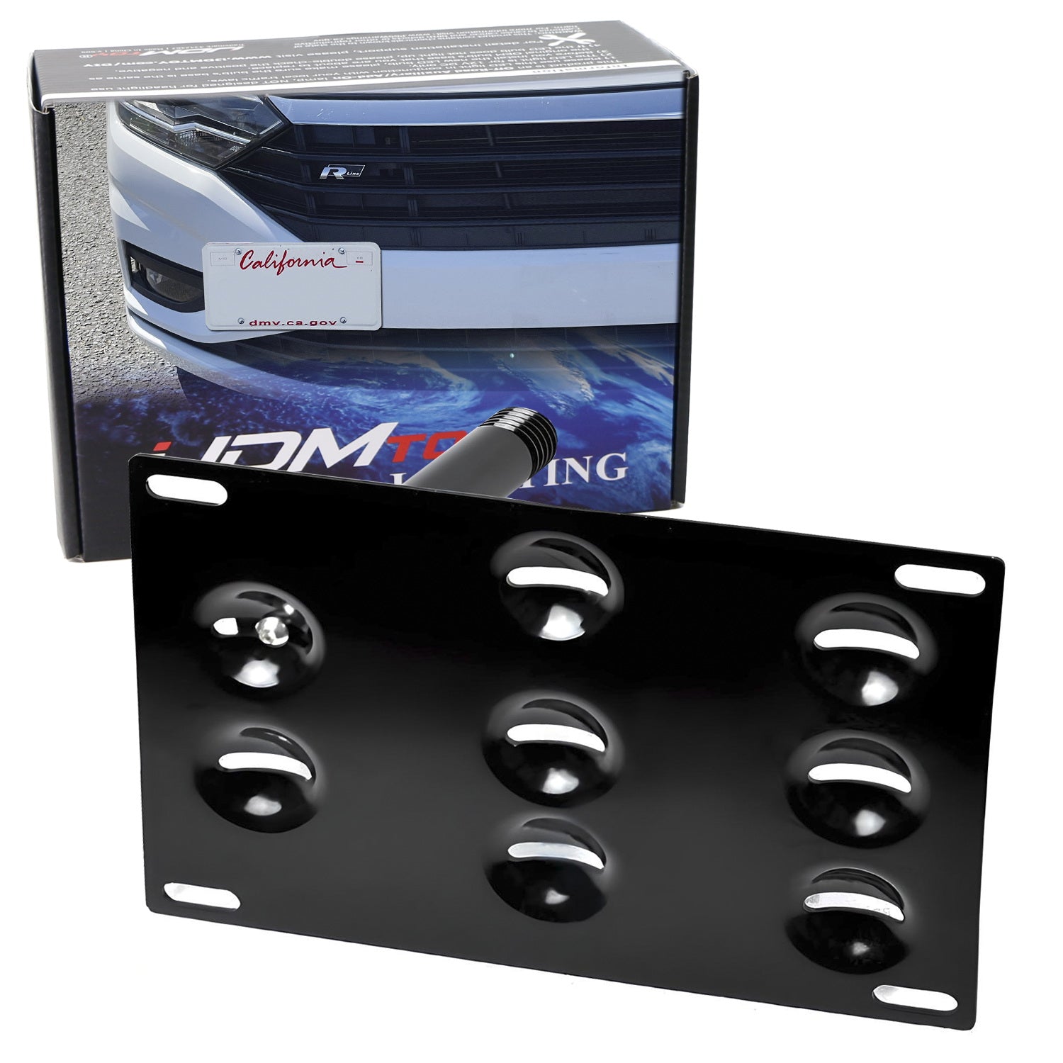 VW Jetta 2019-2023 Front Bumper Tow Hook License Plate Mounting Bracket - Heavy Duty Universal Fit for Aftermarket Plates - Perfect for Car Shows & State Compliance