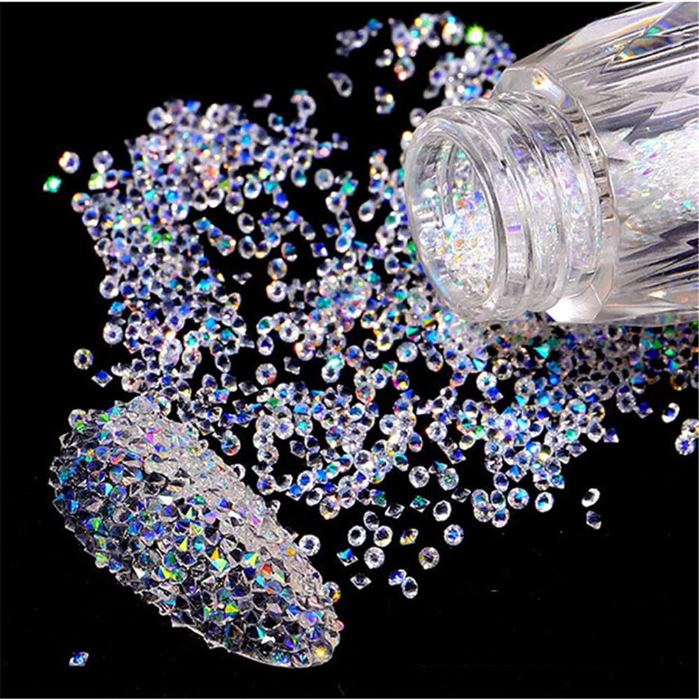 8 Pack Multicolor Rhinestone Crystal Beads for Nails - Tiny 3D Glass Gems, Sparkling Strass Diamonds & Iridescent Micro Crystals for Nail Art, Eye Makeup & Beauty Bling (Perfect for DIY Manicures, Costume Jewelry & Festival Glam)