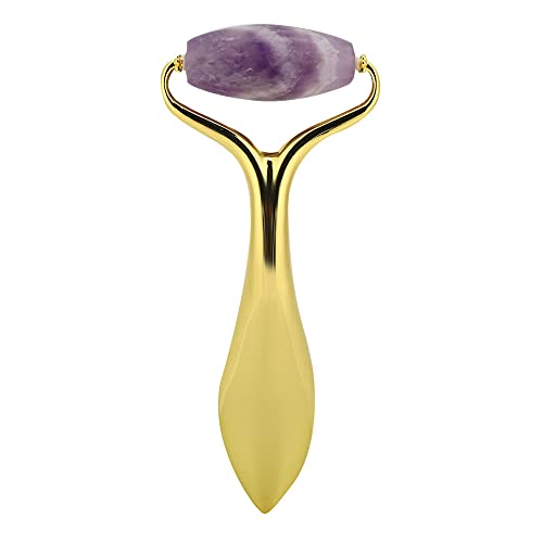 Amethyst Jade Roller Face Massager - Anti-Wrinkle & Face Lifting Massage Tool for Skin Tightening | Home Spa & Self-Care Essential for Women | Perfect for Morning Routine & Nighttime Skincare
