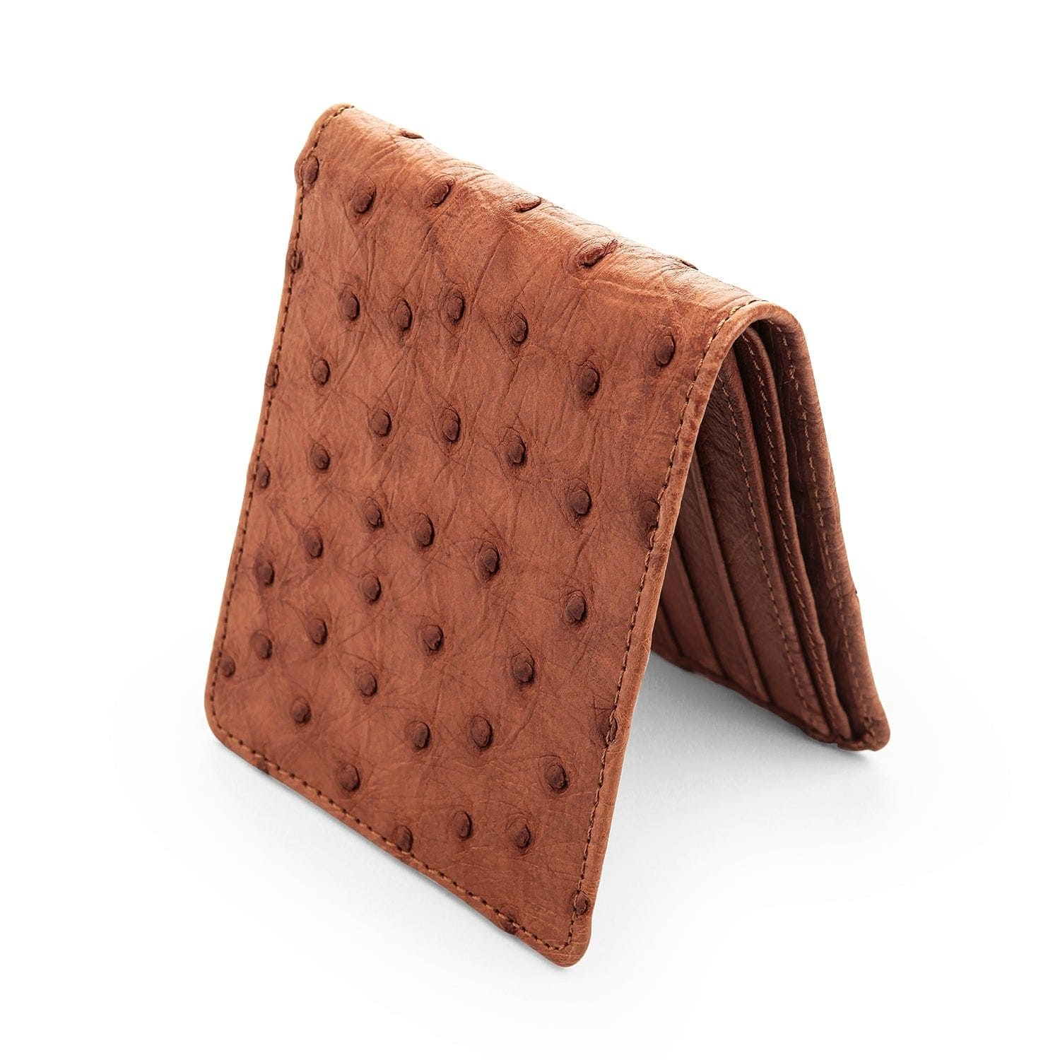 Premium Lining Cognac Brown Ostrich Skin Leather Wallet for Men - Slim Bifold RFID Blocking Luxury Billfold - Perfect for Business, Travel & Everyday Use