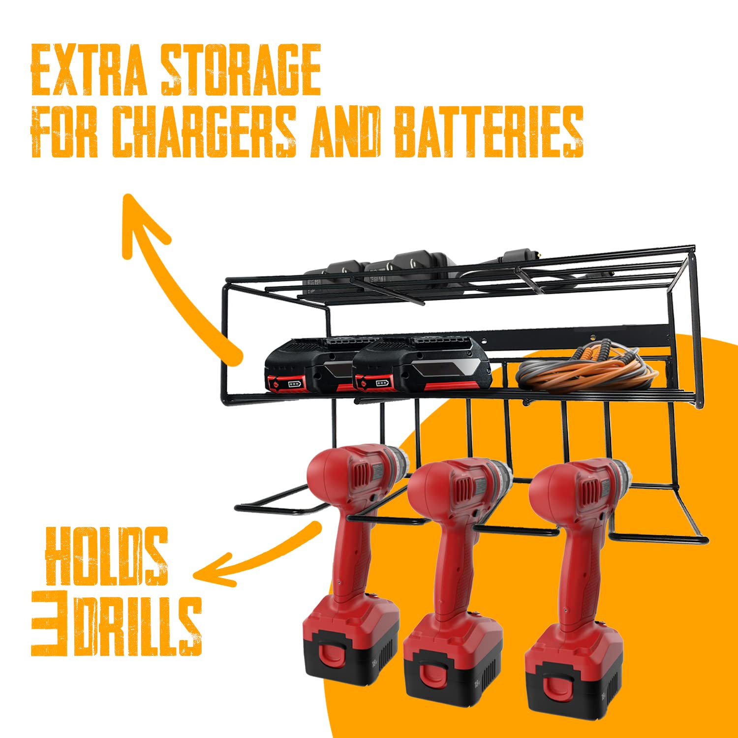 Sturdy Wall Mount Drill Holder & Tool Storage Organizer - Heavy Duty Power Tool Rack for Workshop & Garage Organization - Perfect for DIY Projects and Professional Workbench Storage