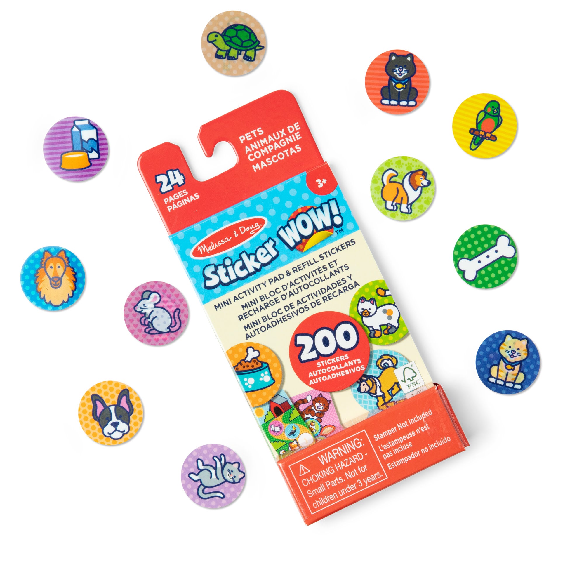 WOW!® Mini Activity Pad & Refill Stickers - Pets (200+ Stickers, No Stamper) - Fun DIY Crafts for Kids, Party Favors & Scrapbooking