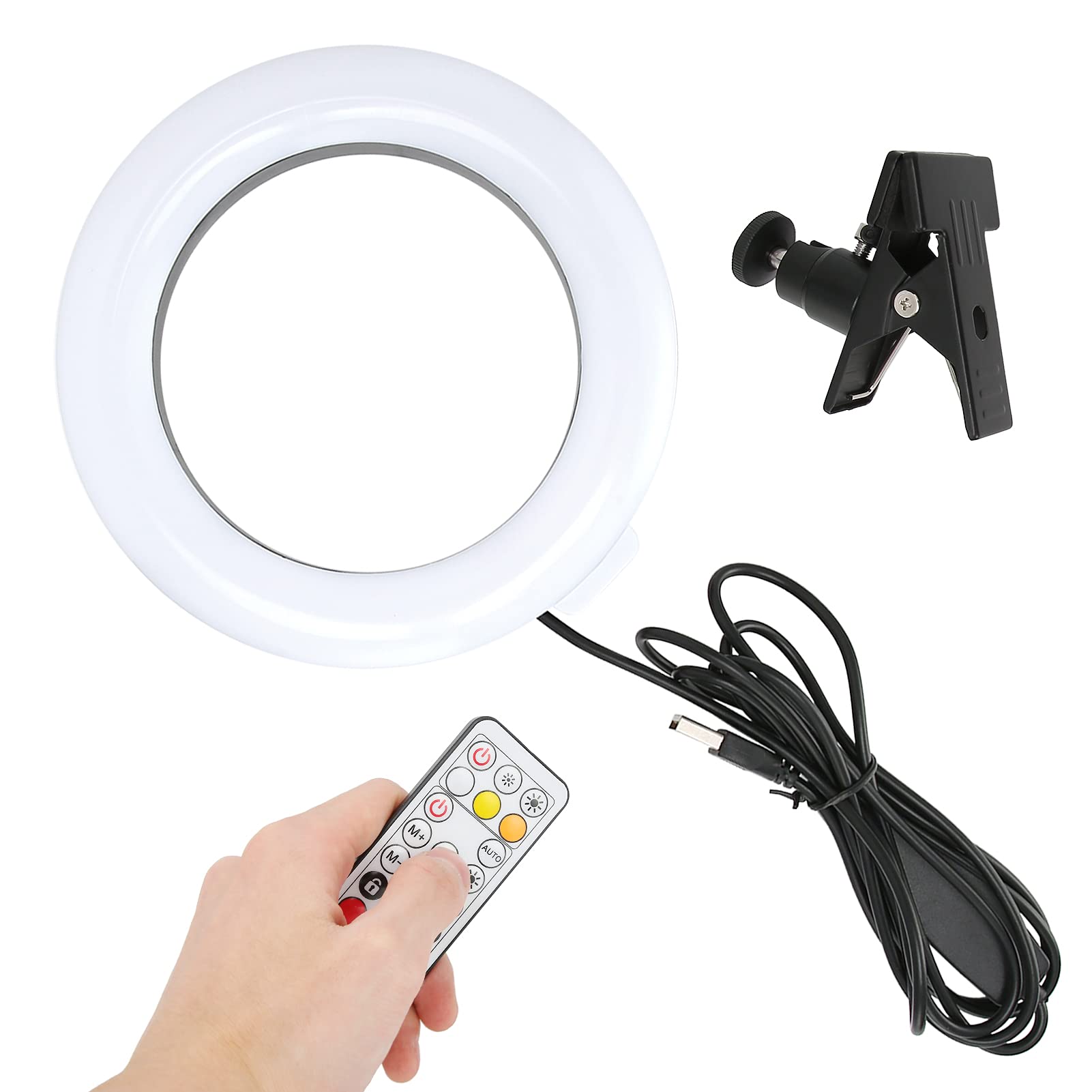 16cm LED USB Ring Light with Adjustable Clamp - RGB Color Changing for Selfie, Live Makeup, Video Broadcasting - Perfect for YouTube, TikTok & Home Studio Lighting