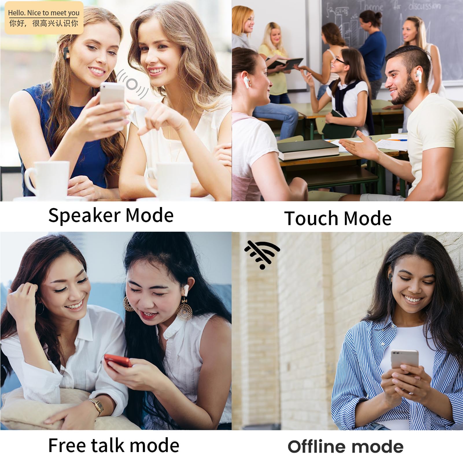 Caorchareb Real-Time Translation Earbuds - 2-Way Language Translator for 144 Languages & Accents | Break Language Barriers | Perfect for Travel, Business Meetings & International Communication (Black)