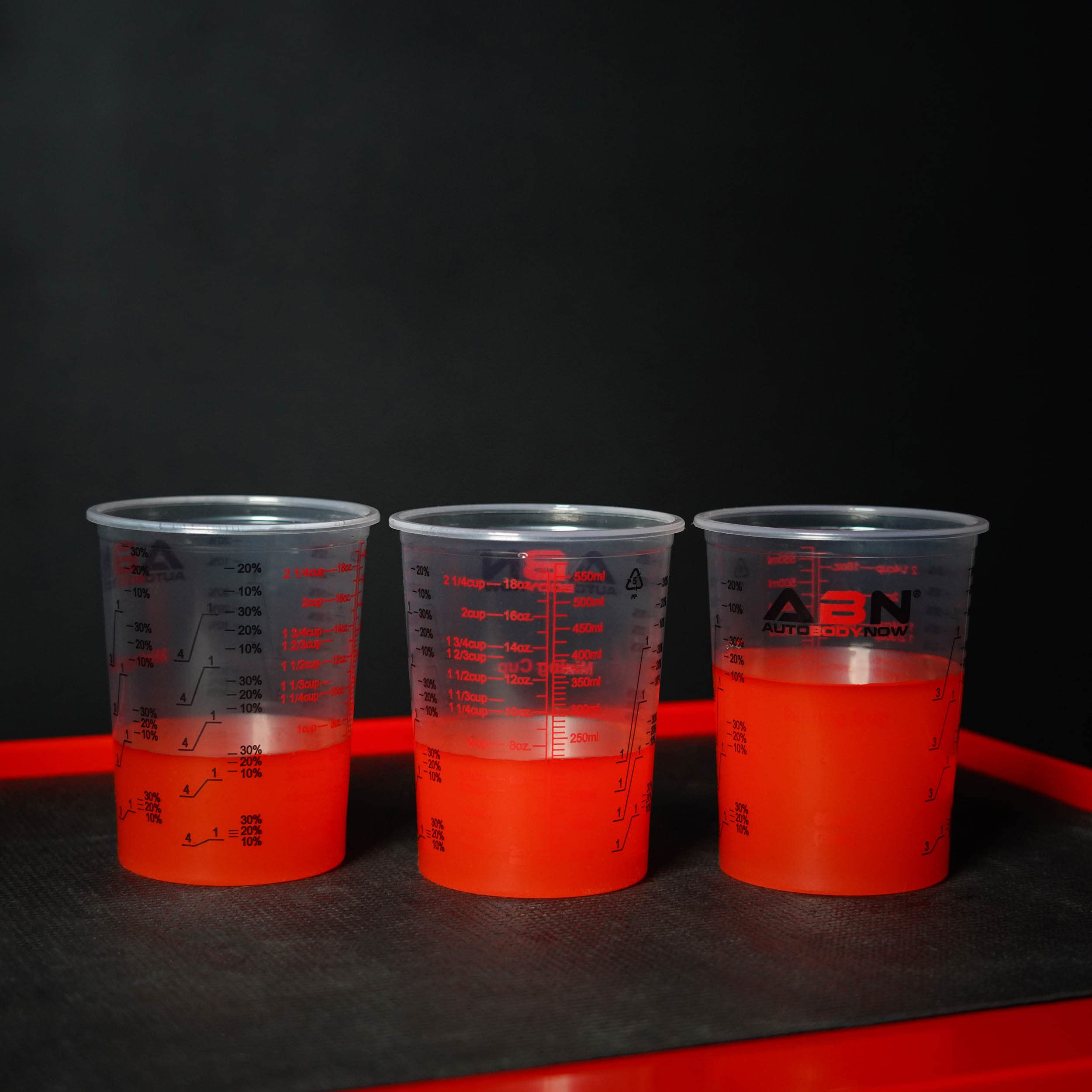 ABN 20oz Automotive Paint Mixing Cups - 25 Pack Plastic Measuring Cups for Epoxy Resin, Activators, Thinners - Includes Bonus Mixing Sticks - Perfect for Auto Body Repair, DIY Projects & Crafting