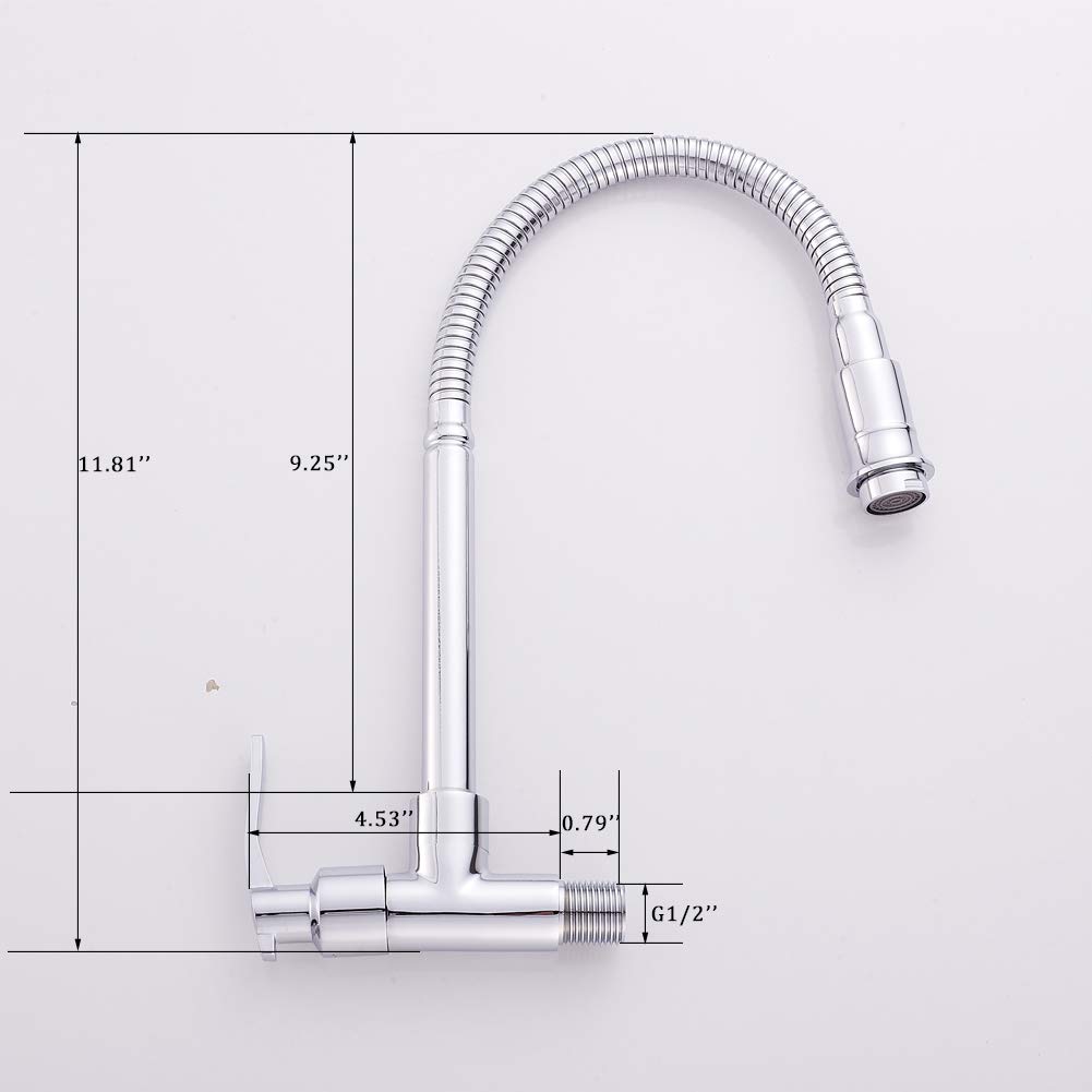 1-Handle Chrome Kitchen Sink Faucet with Single Hole Wall Mount - Perfect for Modern Homes & Small Spaces