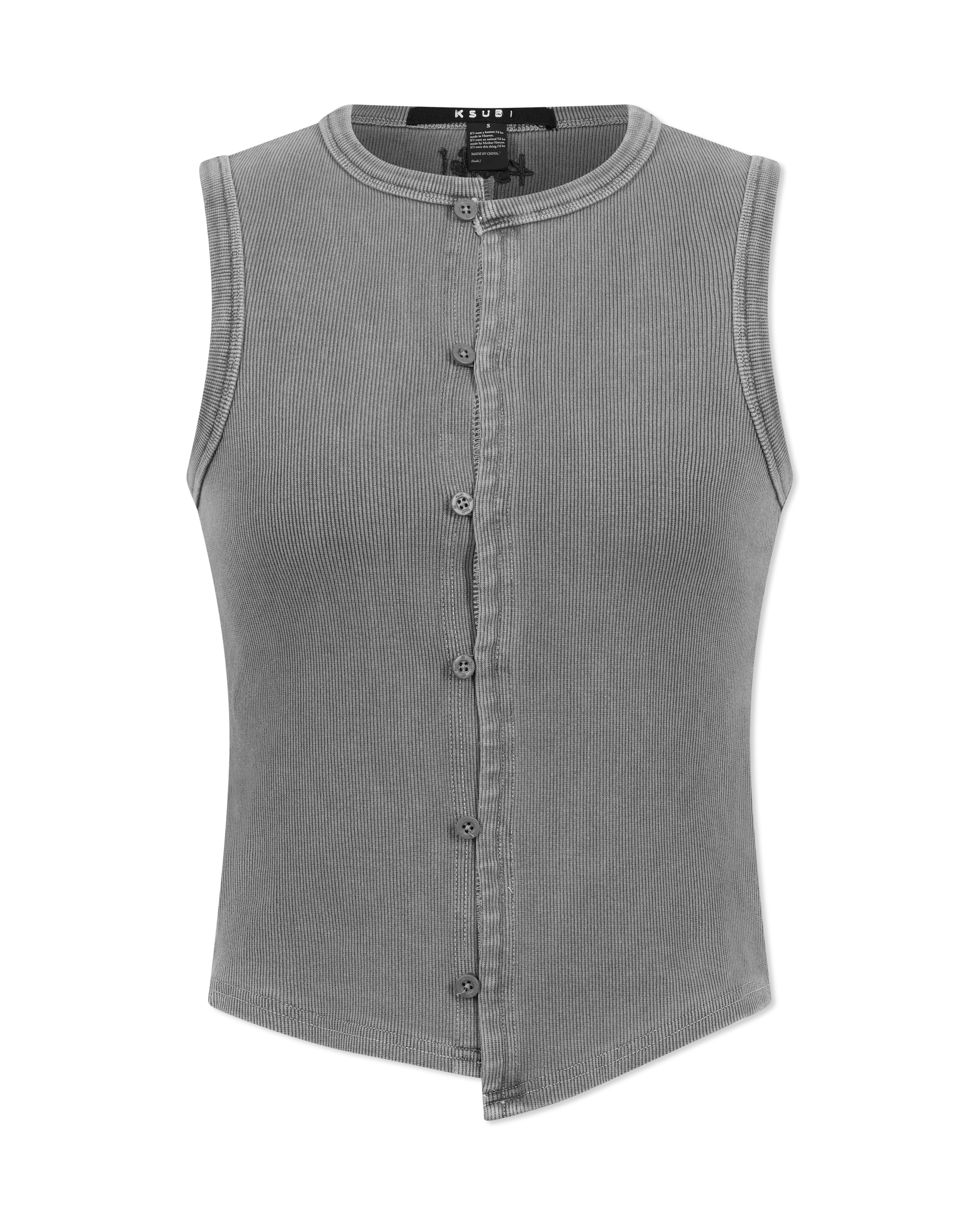 Ksubi Jeans Syndicate Asymmetrical Xtra Rework Tank Top - Women's Distressed Denim Vest for Streetwear & Casual Outfits | Perfect for Music Festivals, Night Out & Urban Fashion