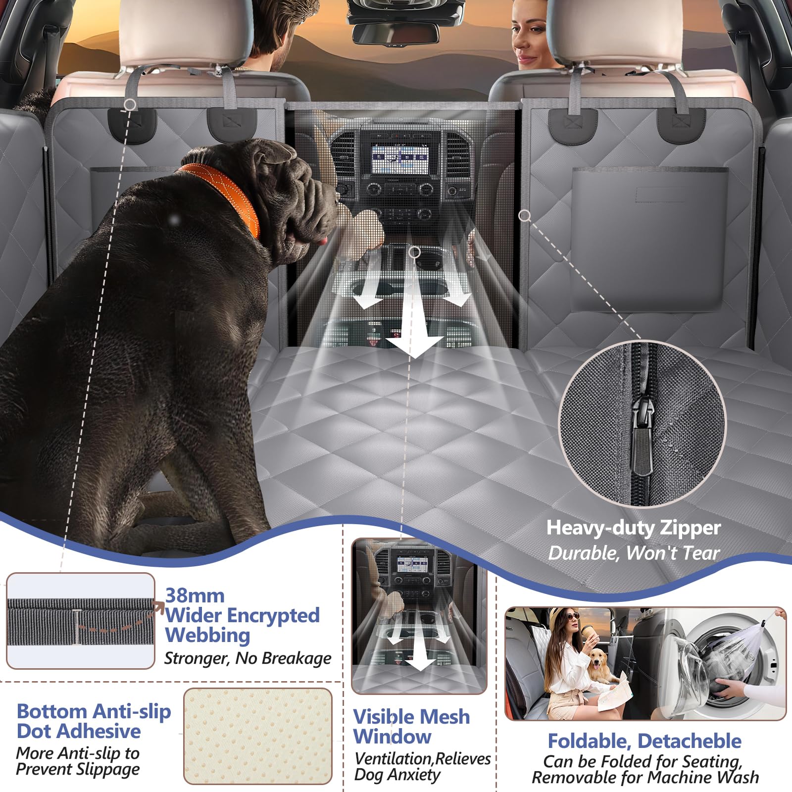 **Large Back Seat Extender for Dogs - Heavy Duty 400lb Capacity Pet Car Seat Cover with Hard Bottom, Waterproof Truck Backseat Hammock - Perfect for Travel, Road Trips & SUV Adventures**