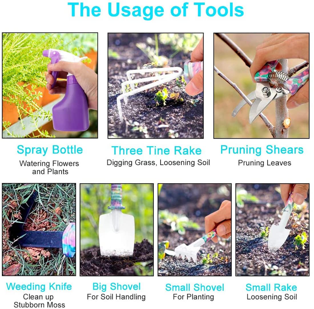 Premium Gardening Tools Set for Women - 10-Piece Purple Hand Tools with Carrying Case - Ideal for Home Gardening, Flower Pots, Trimming & Planting - Perfect Unique Gift for Garden Lovers (Outdoor/Indoor Use)